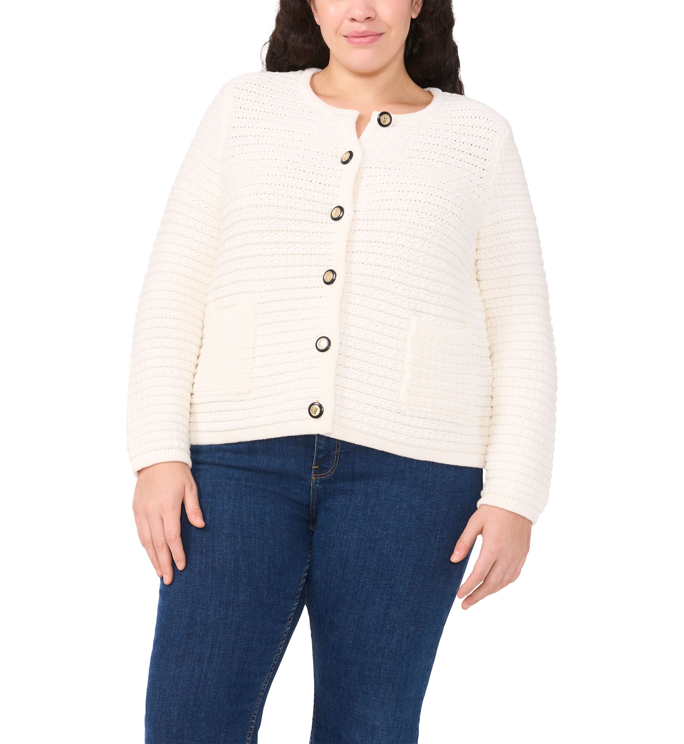 Plus Size Solid Cardigan Jacket 