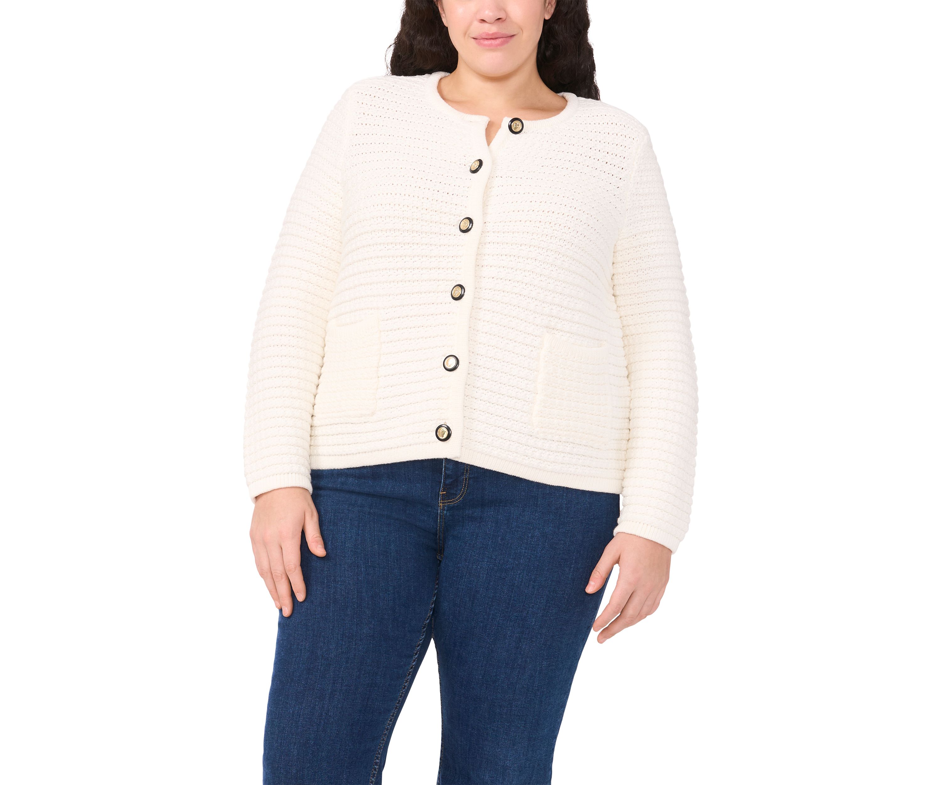 Plus Size Solid Cardigan Jacket 