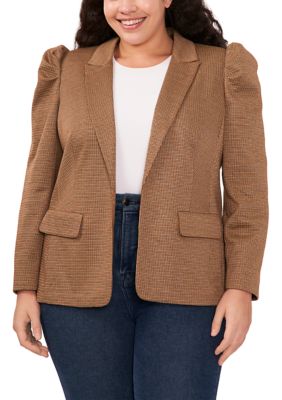 Plus Puff Sleeve Open Blazer