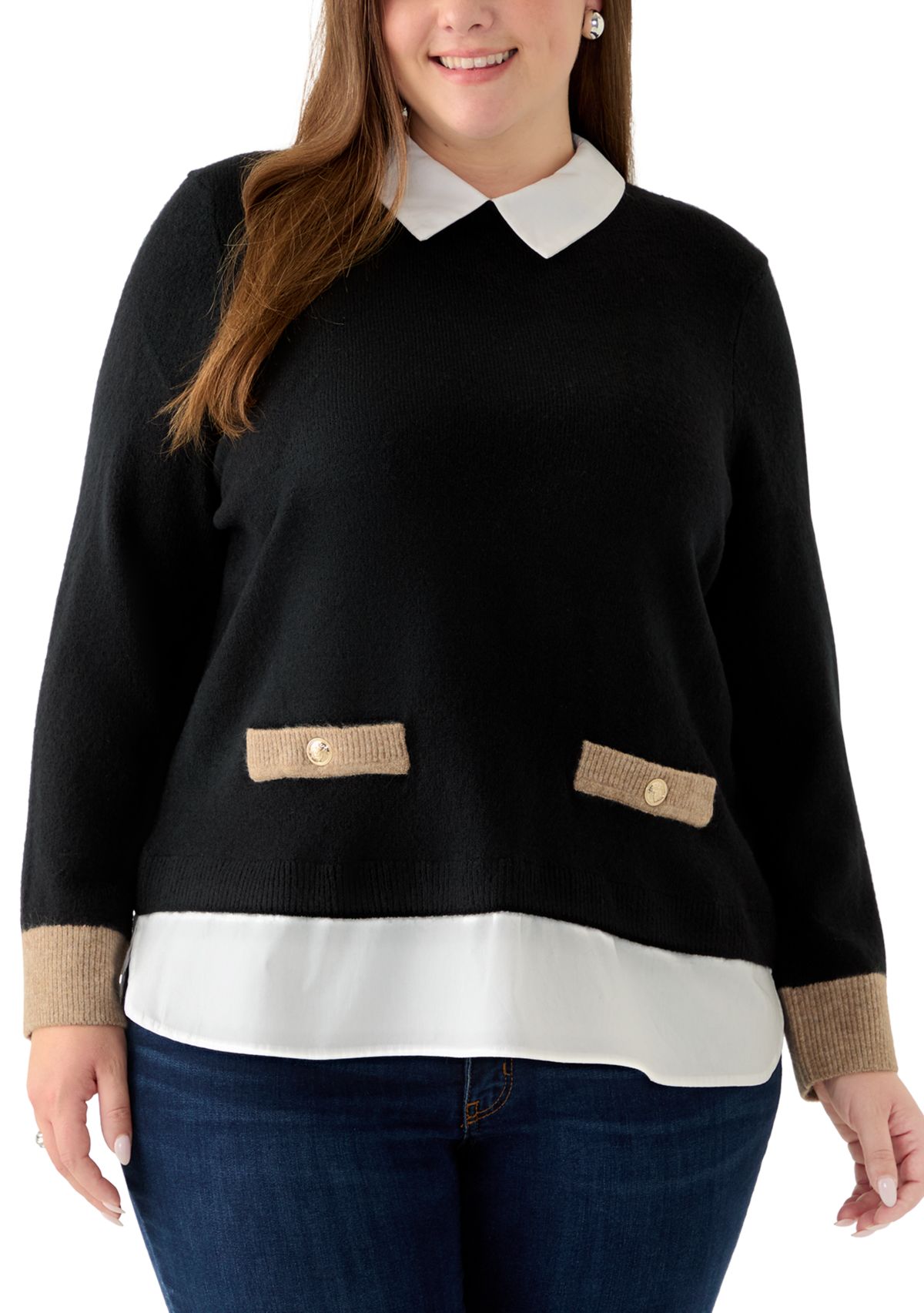 Plus Size Twofer Sweater Top