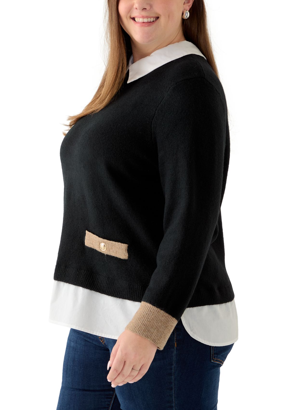 Plus Size Twofer Sweater Top