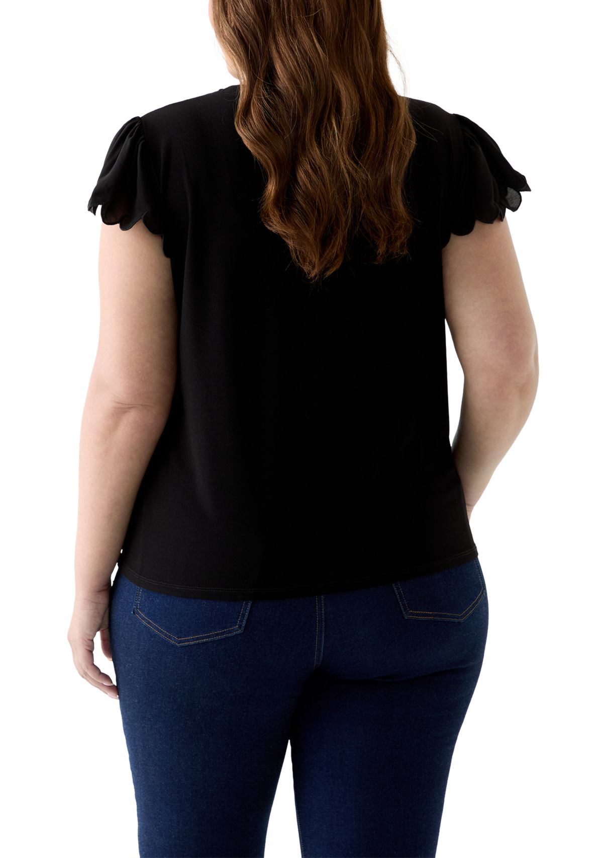 Plus Size Short Sleeve Crew Neck Double Ruffle Top