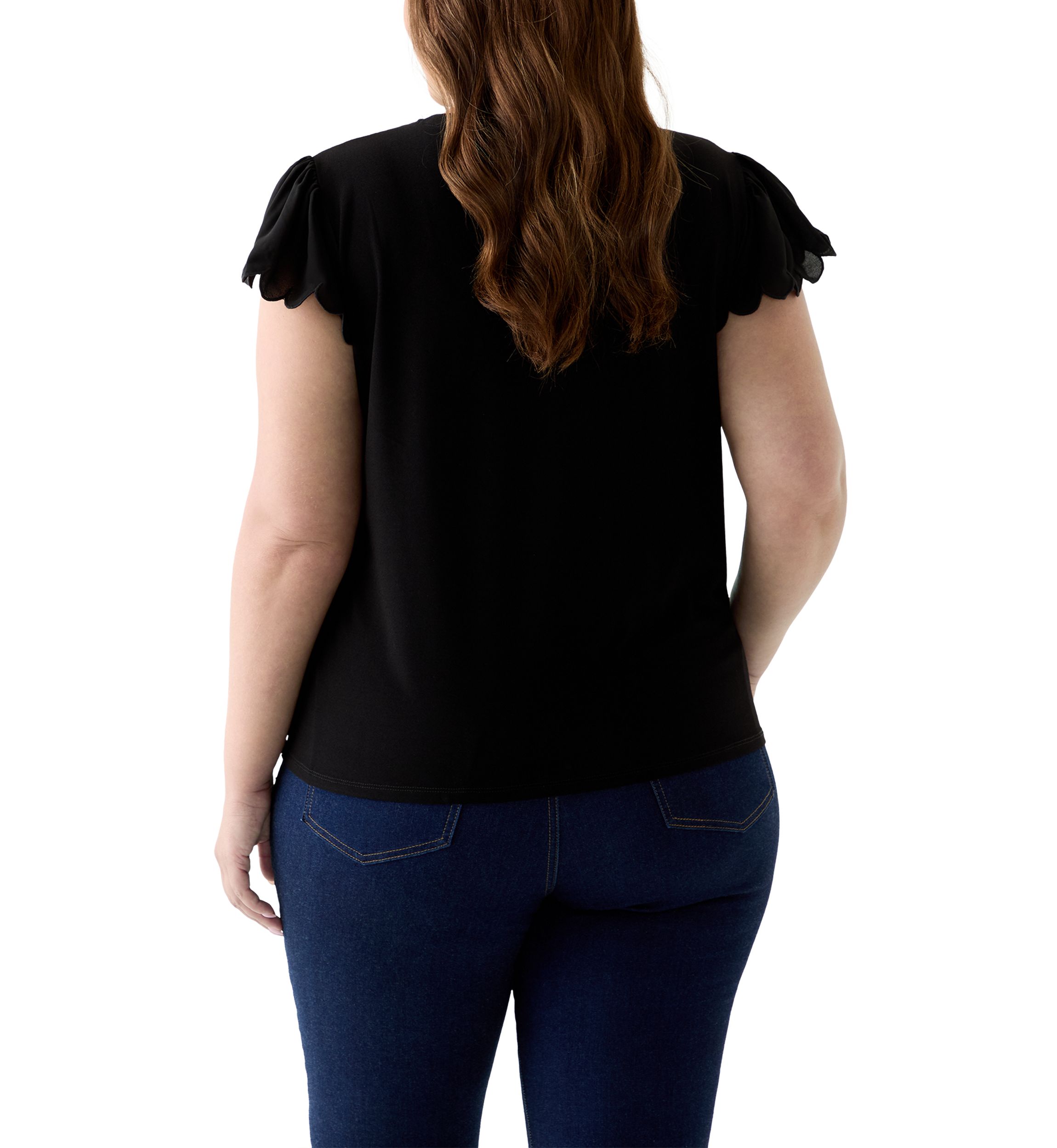 Plus Size Short Sleeve Crew Neck Double Ruffle Top