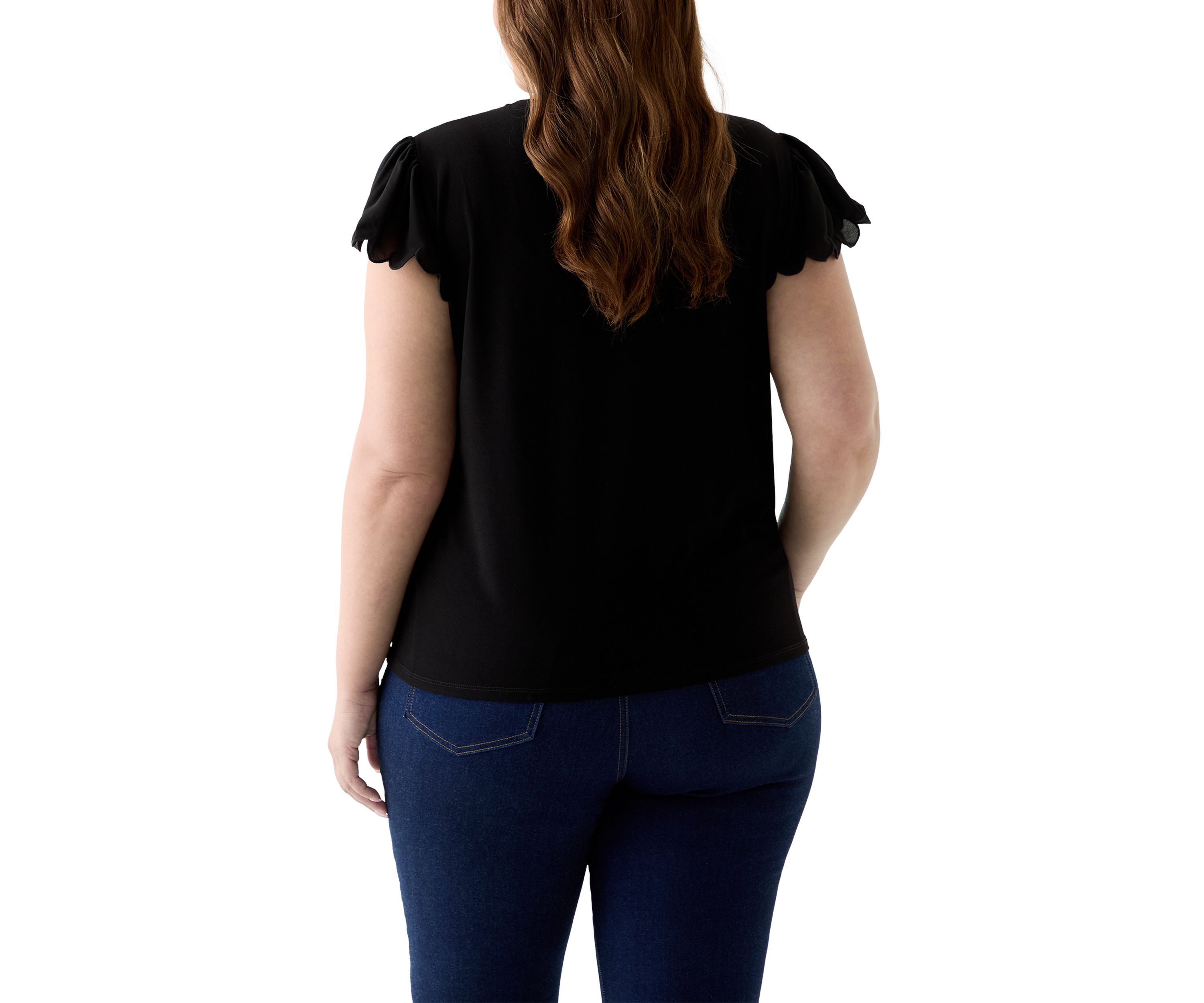 Plus Size Short Sleeve Crew Neck Double Ruffle Top