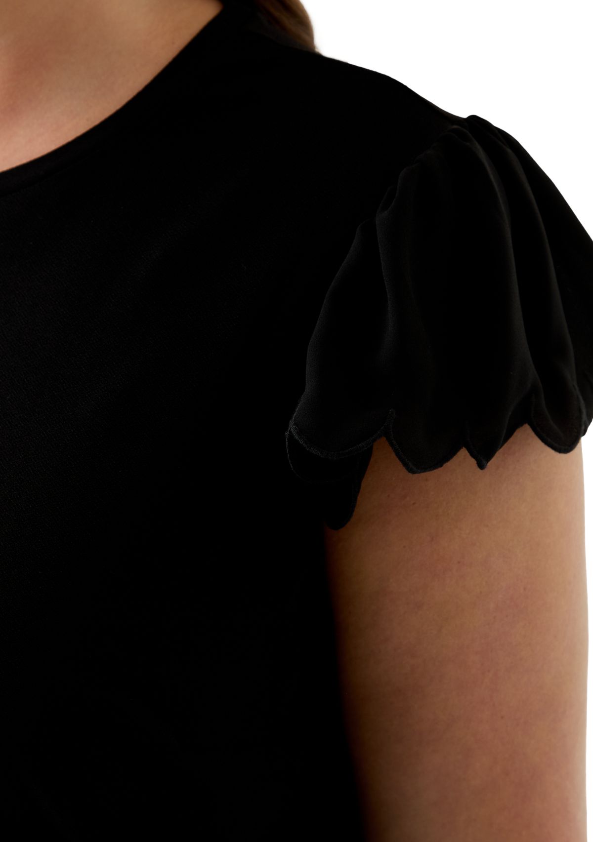 Plus Size Short Sleeve Crew Neck Double Ruffle Top