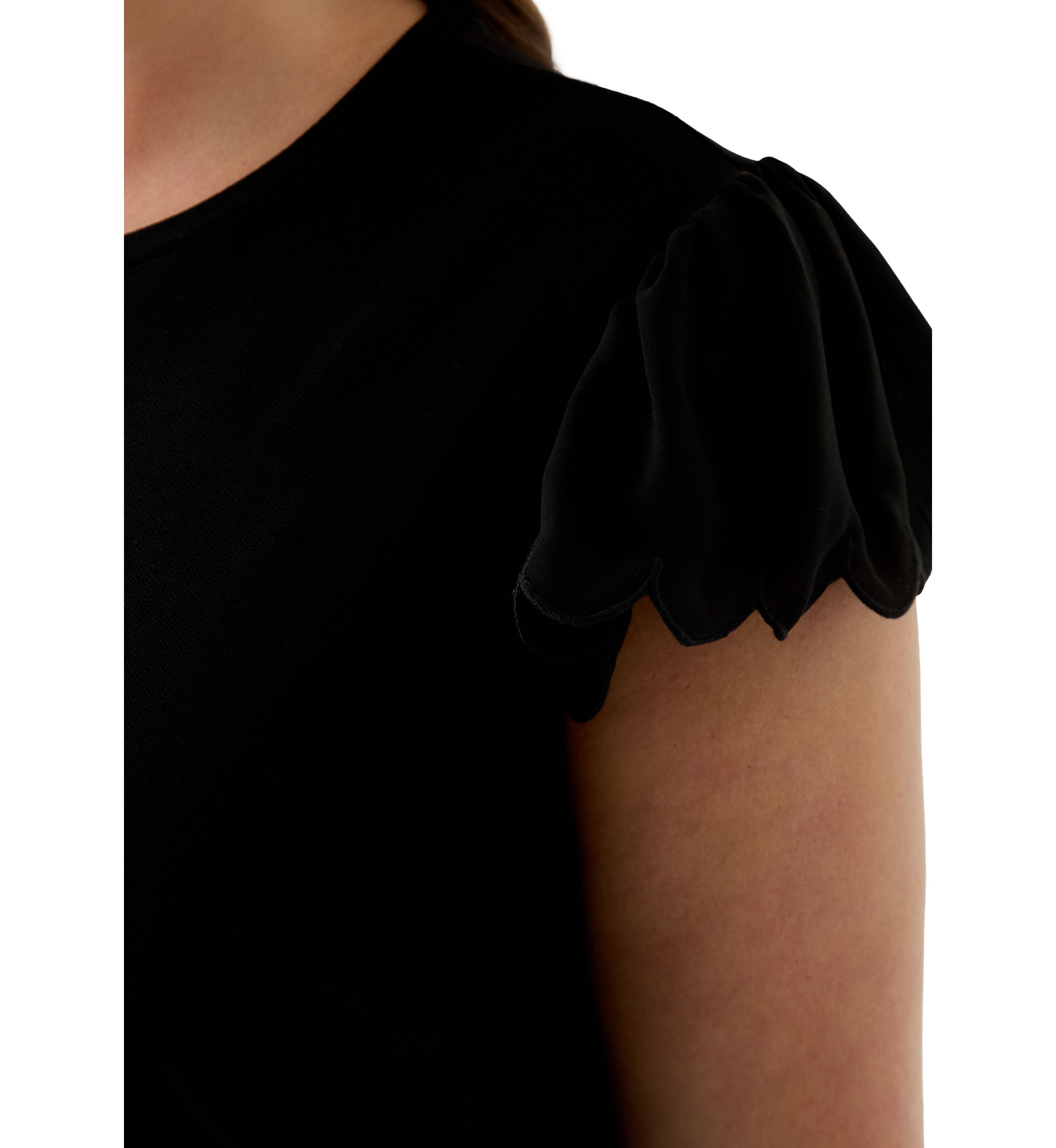 Plus Size Short Sleeve Crew Neck Double Ruffle Top
