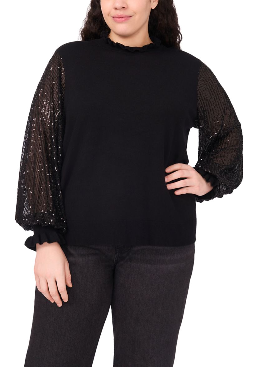 Plus Size Sequin Sleeve Sweater