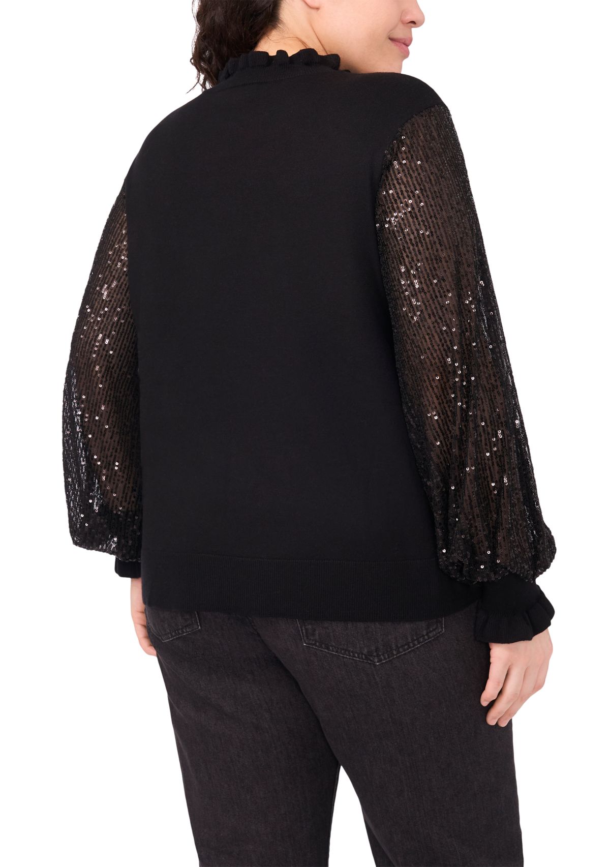 Plus Size Sequin Sleeve Sweater