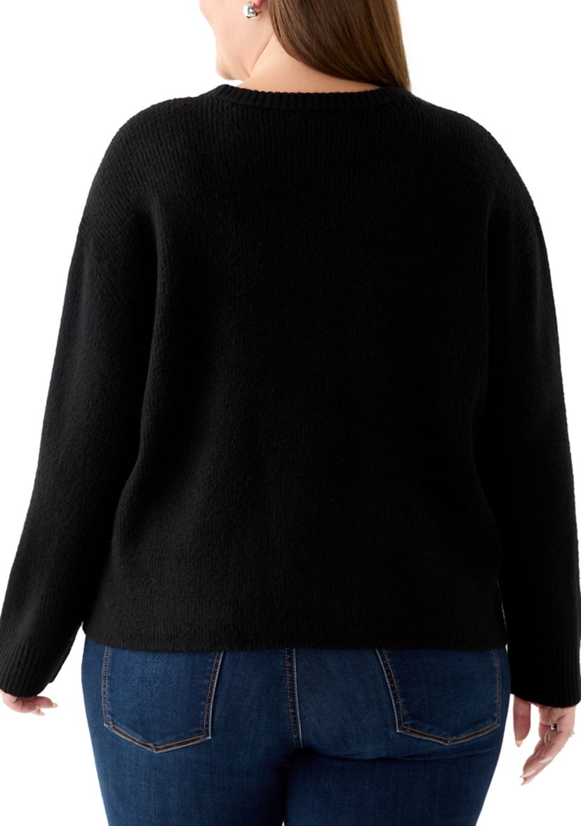 Plus Size Bow Applique Sweater