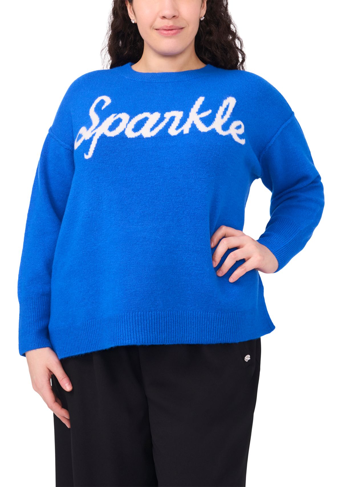 Plus Size Crew Neck Sparkle Sweater