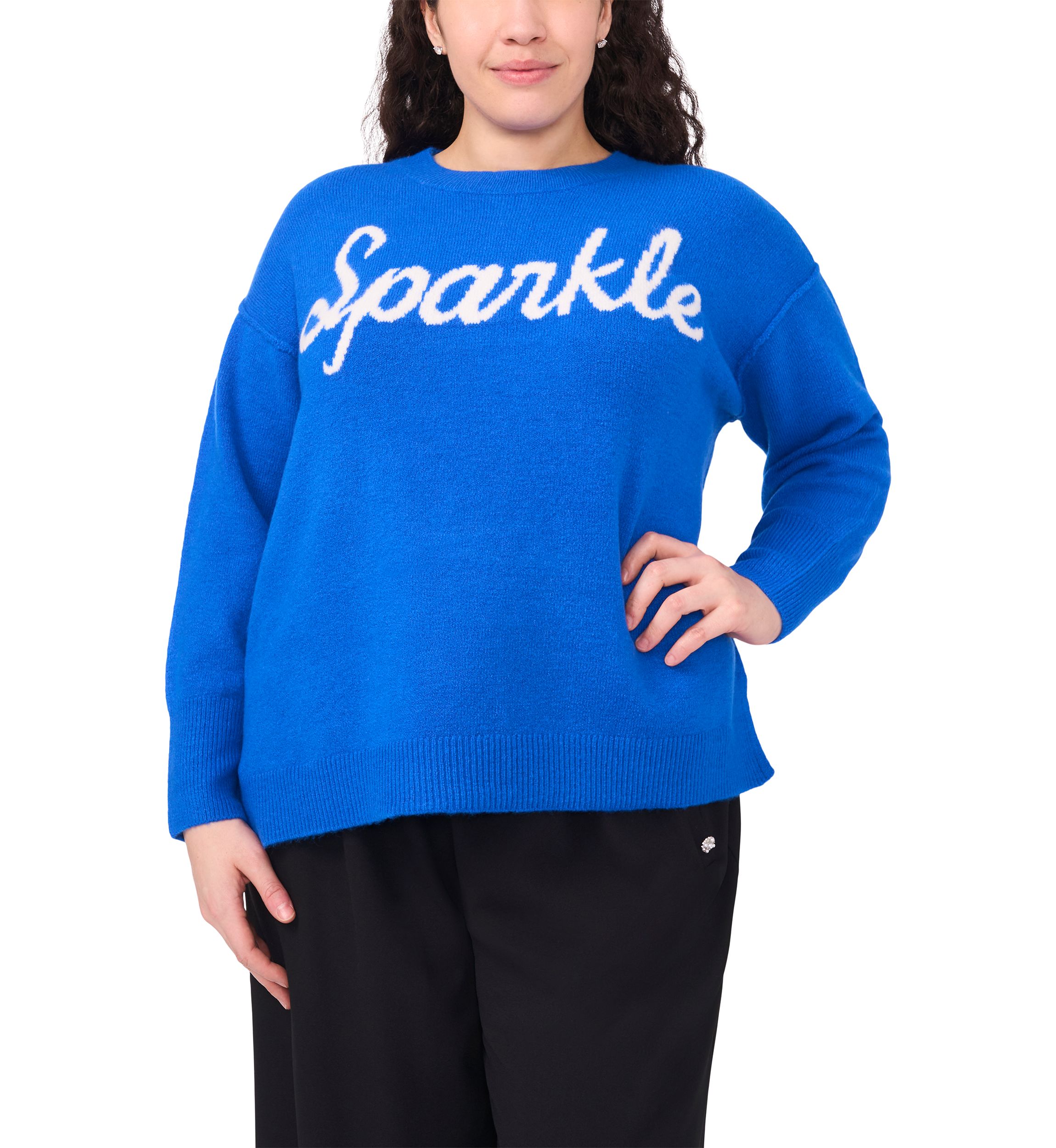 Plus Size Crew Neck Sparkle Sweater
