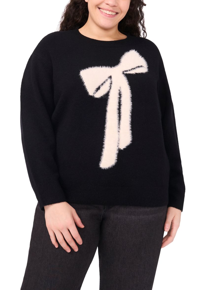 Plus Size Intarsia Bow Sweater