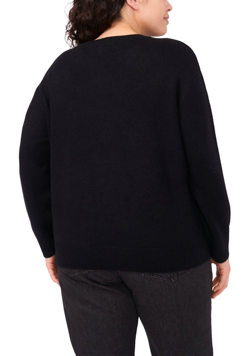 Plus Size Intarsia Bow Sweater