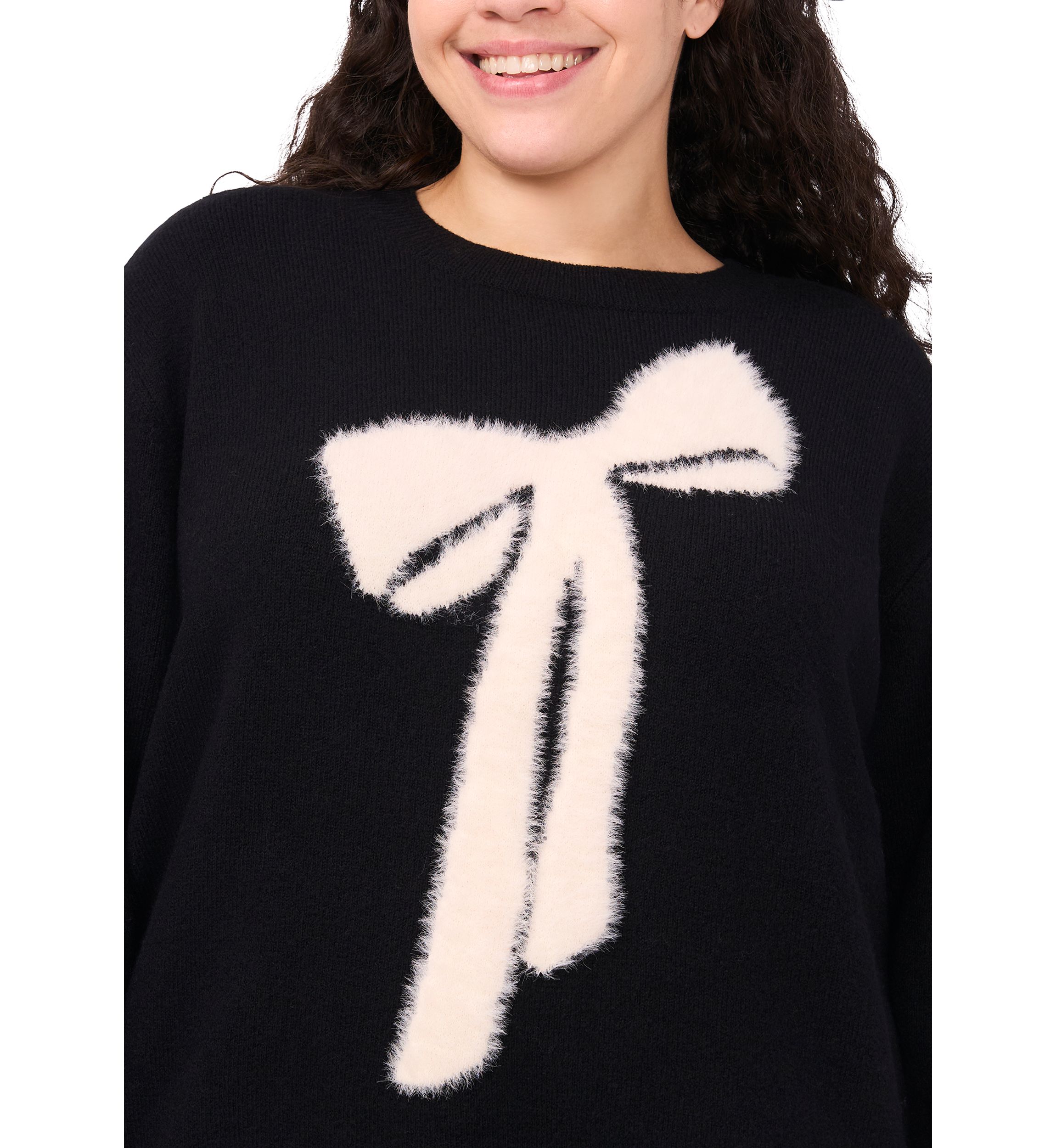 Plus Size Intarsia Bow Sweater