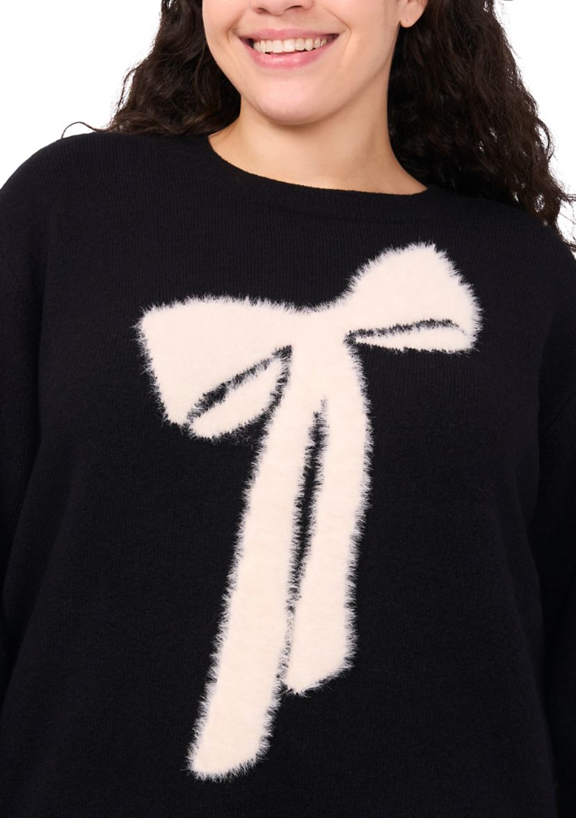 Plus Size Intarsia Bow Sweater