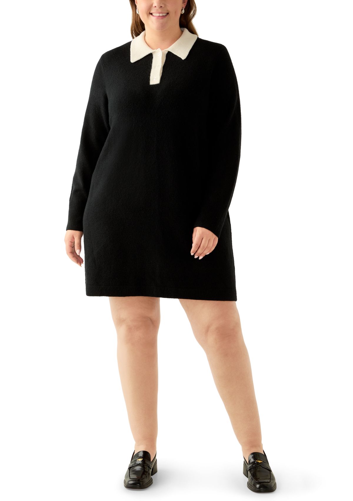 Plus Size Sweater Dress with Collar