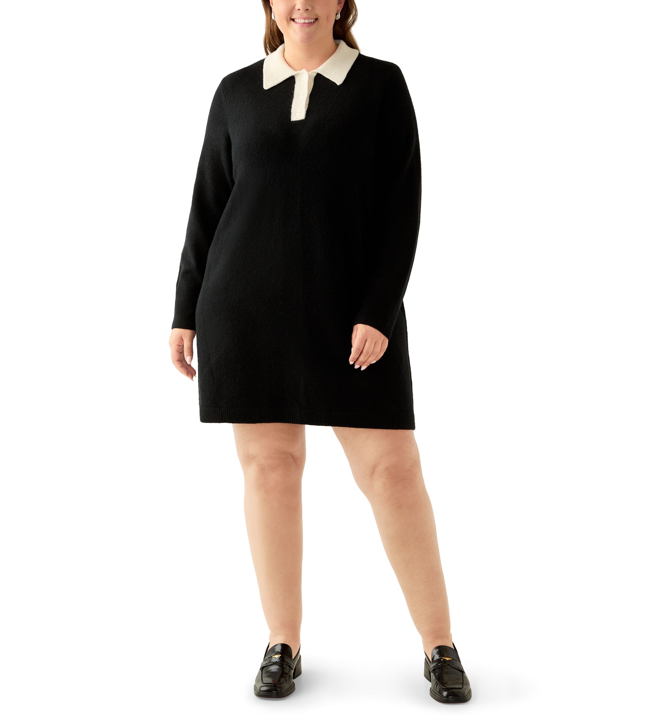 Plus Size Sweater Dress with Collar