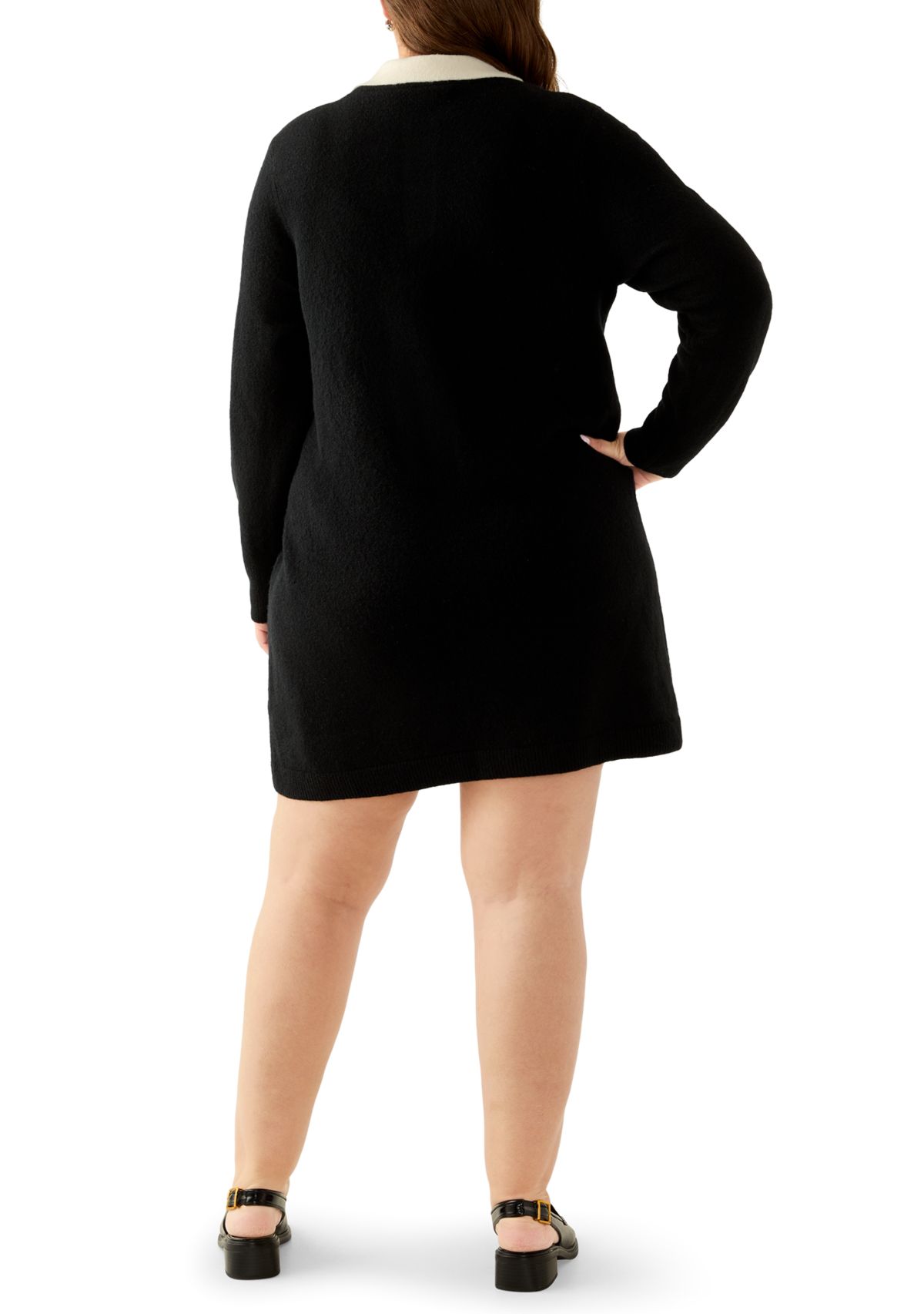Plus Size Sweater Dress with Collar