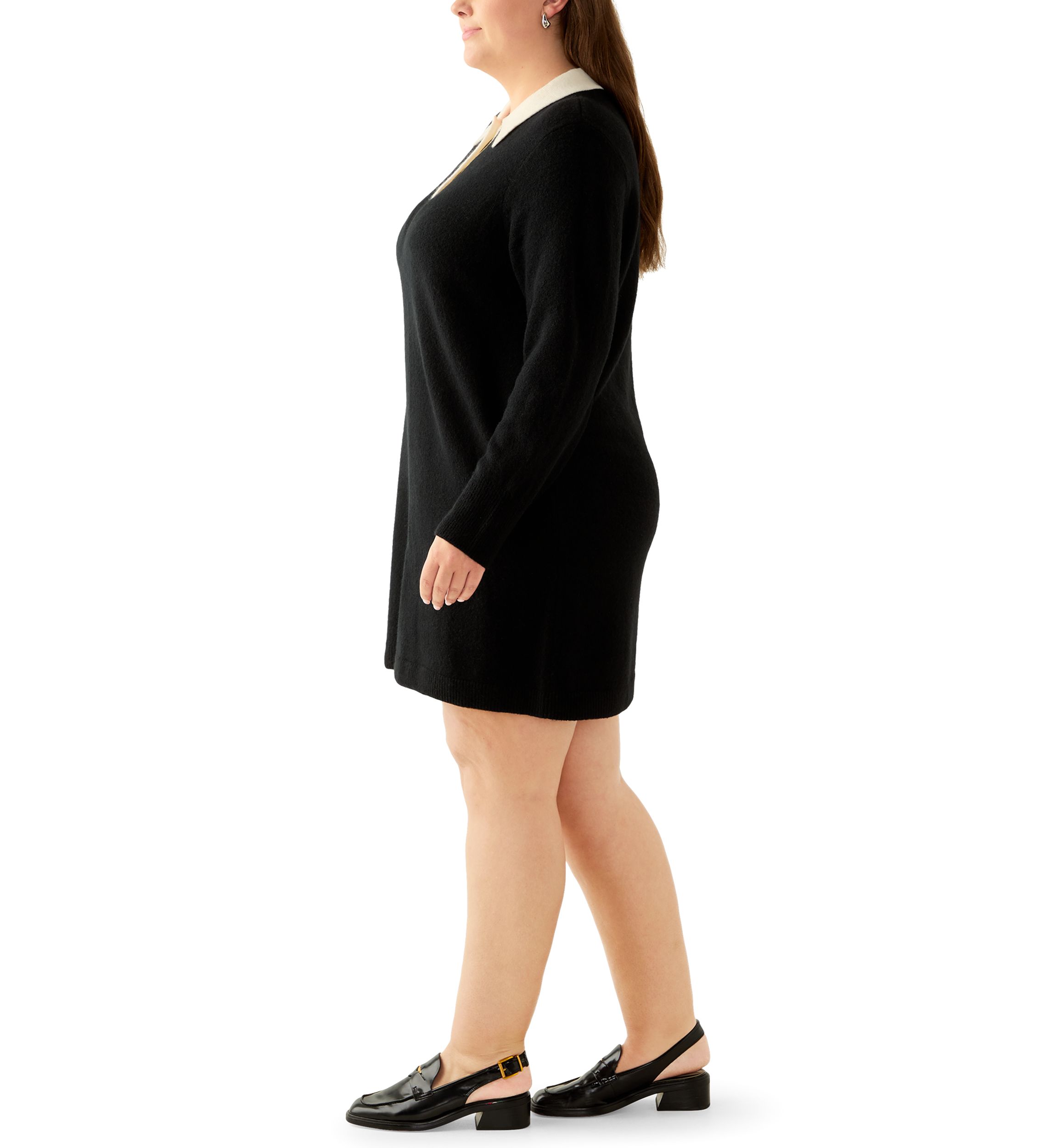 Plus Size Sweater Dress with Collar