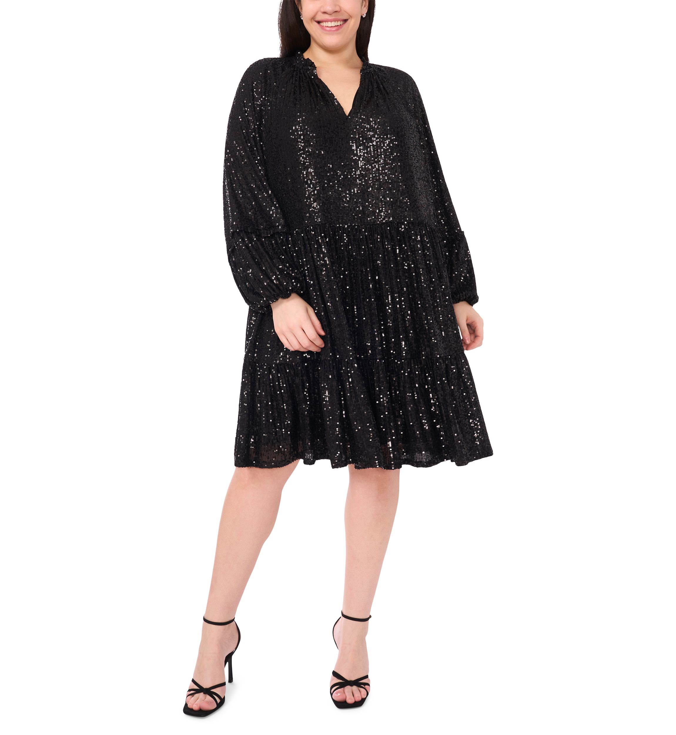 Plus Size Sequin Babydoll Dress 