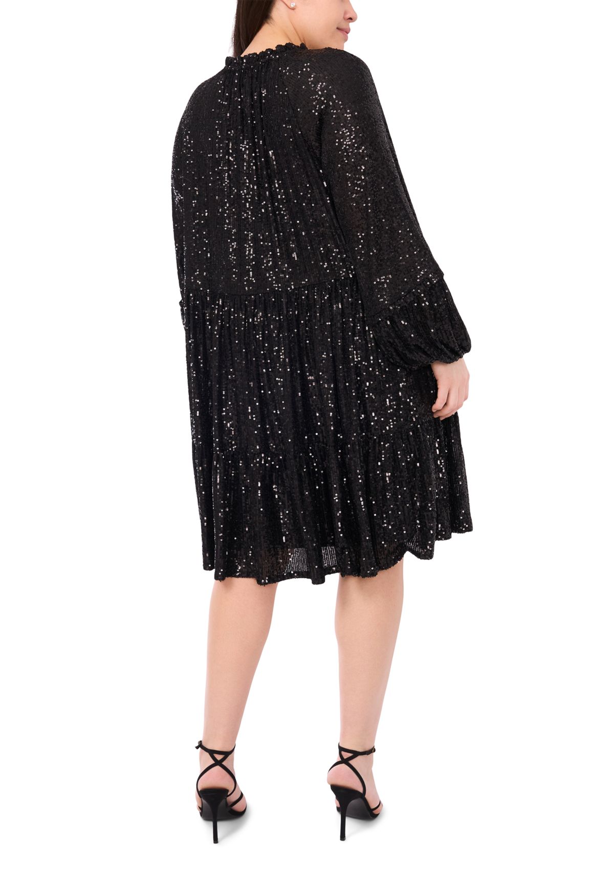 Plus Size Sequin Babydoll Dress 