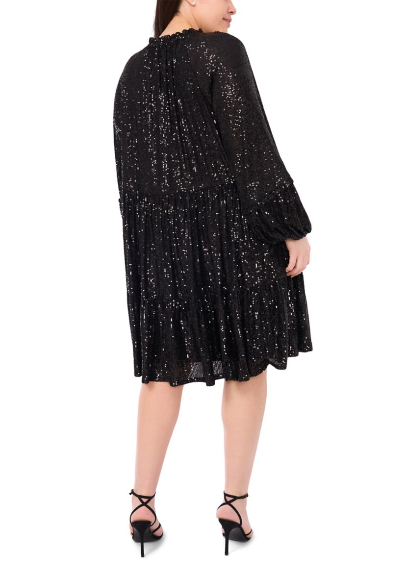 Plus Size Sequin Babydoll Dress 