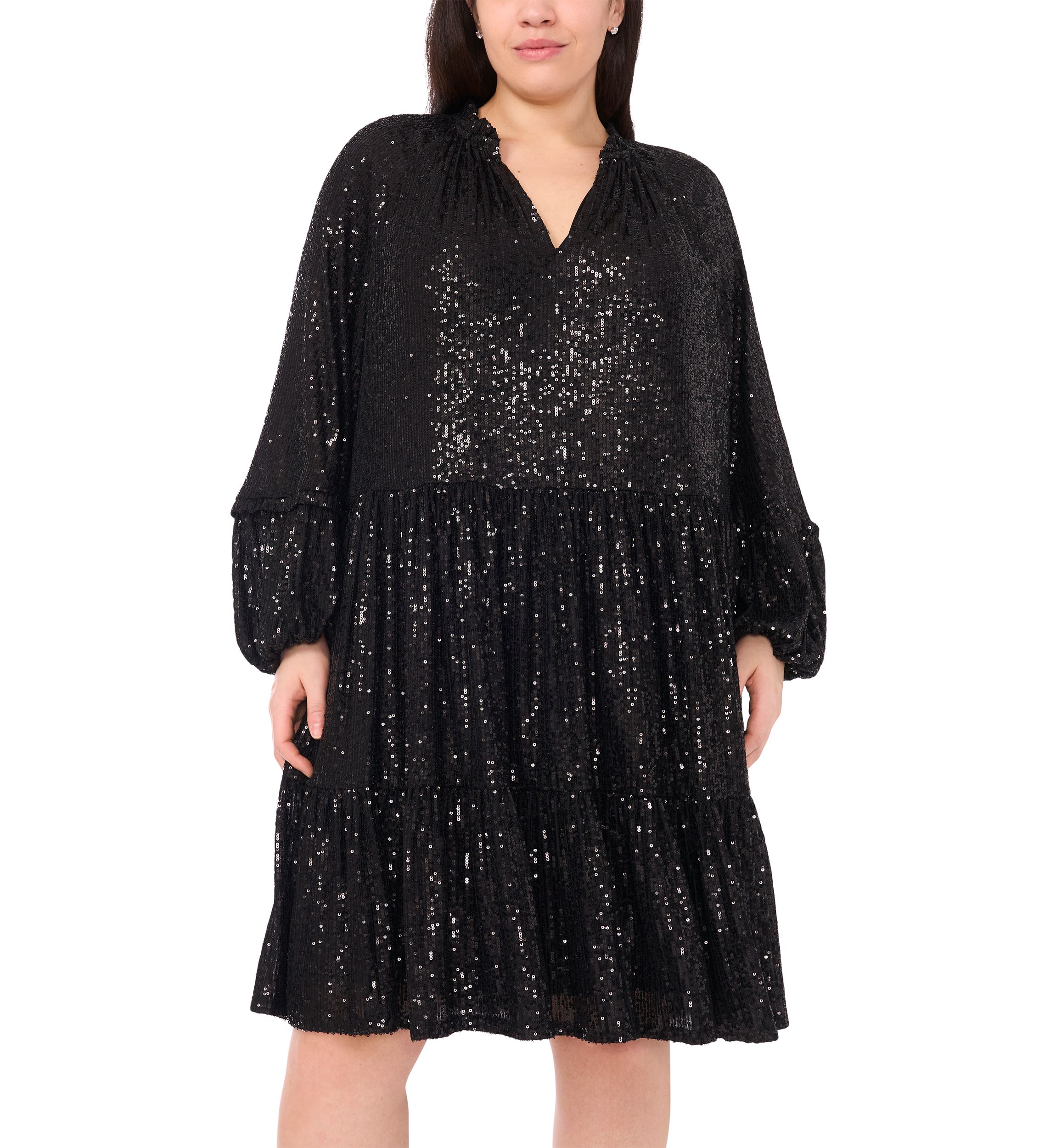 Plus Size Sequin Babydoll Dress 