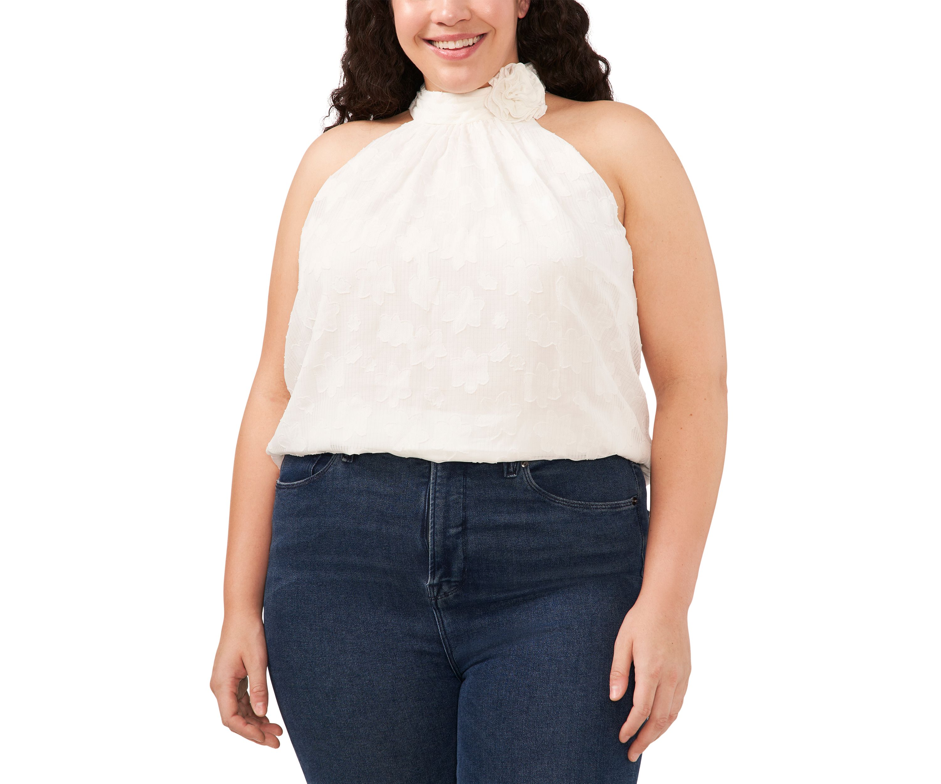 Plus Size Sleeveless Halter Neck Blouse