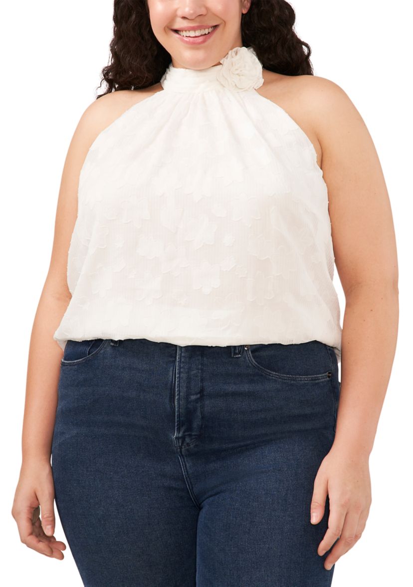 Plus Size Sleeveless Halter Neck Blouse