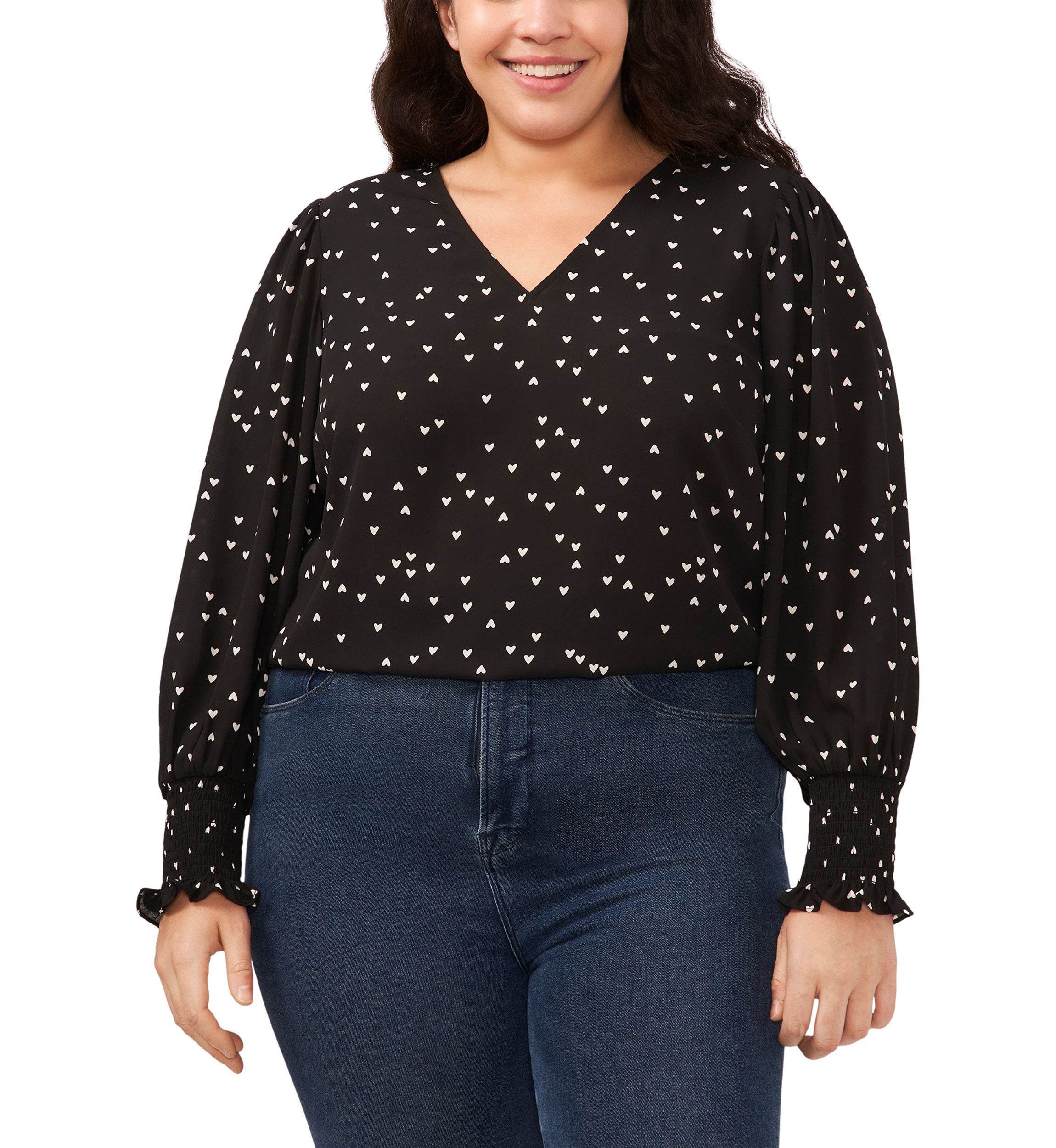  Plus Size V-Day Woven Top
