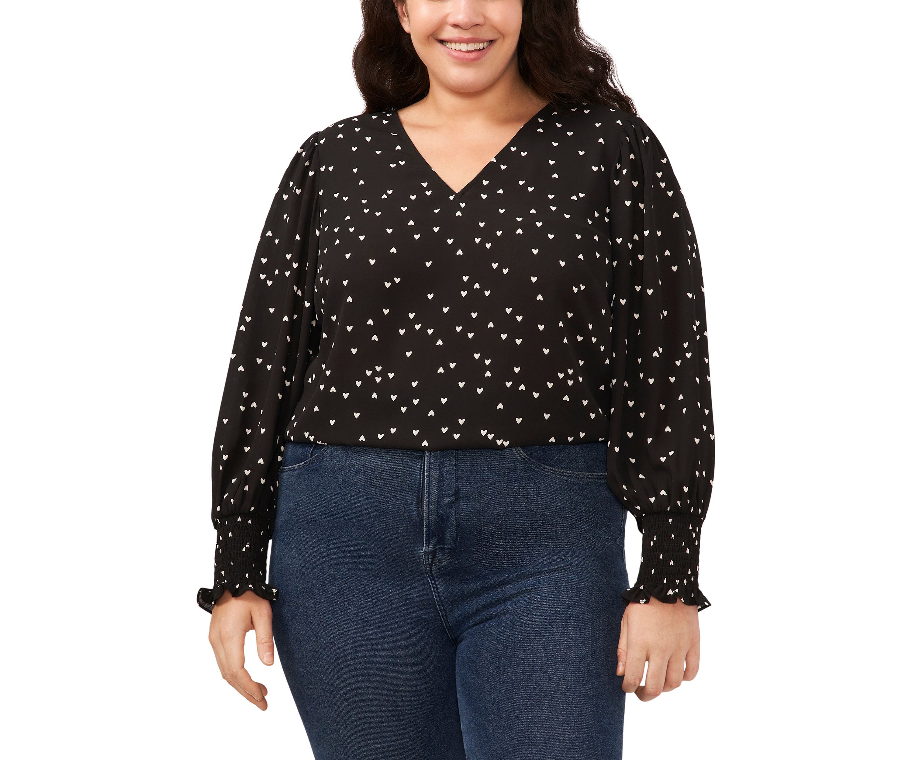  Plus Size V-Day Woven Top