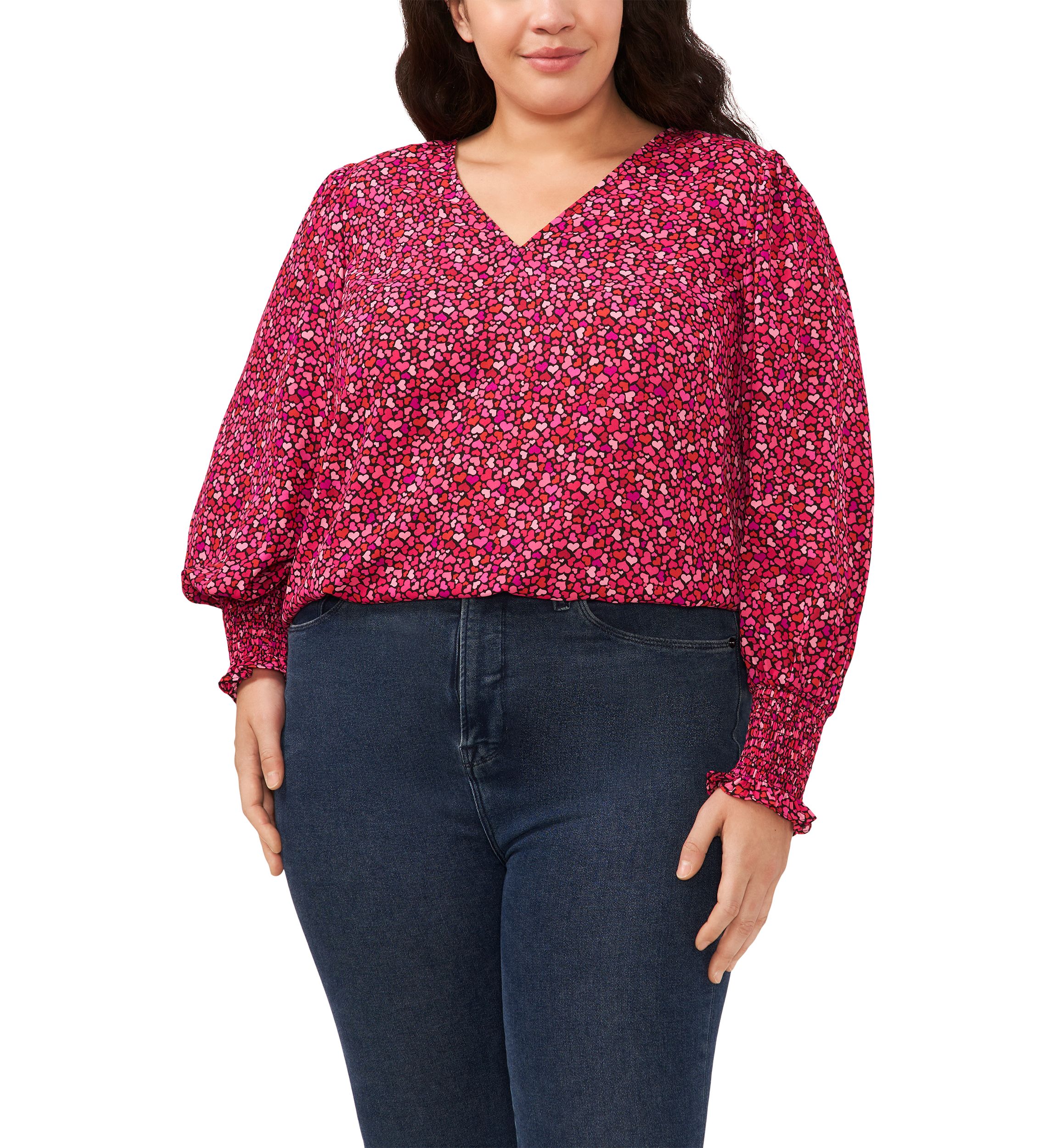 Plus Size V-Day Woven Top