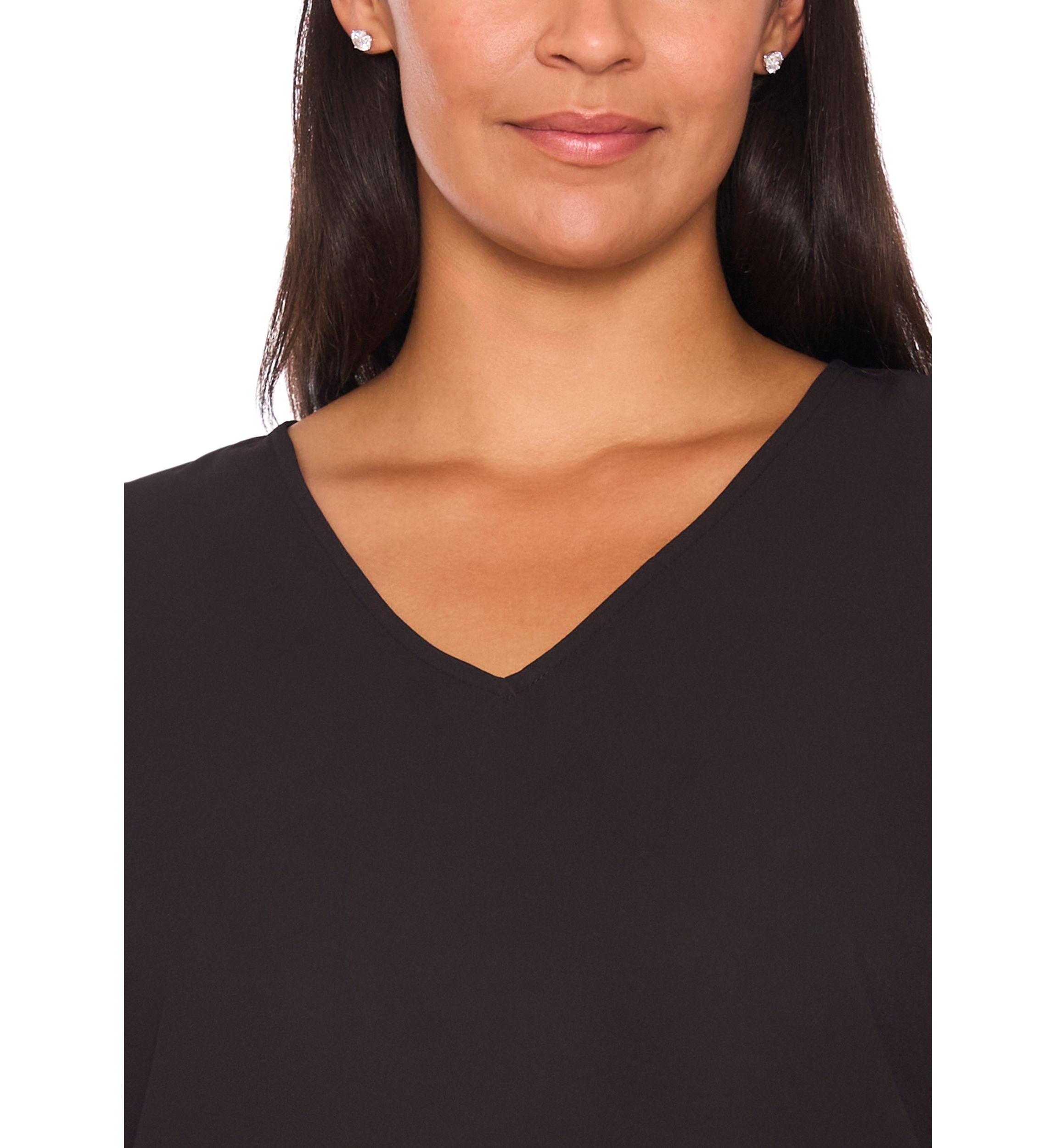 Plus Size Long Sleeve V-Neck Blouse with Cuffs 
