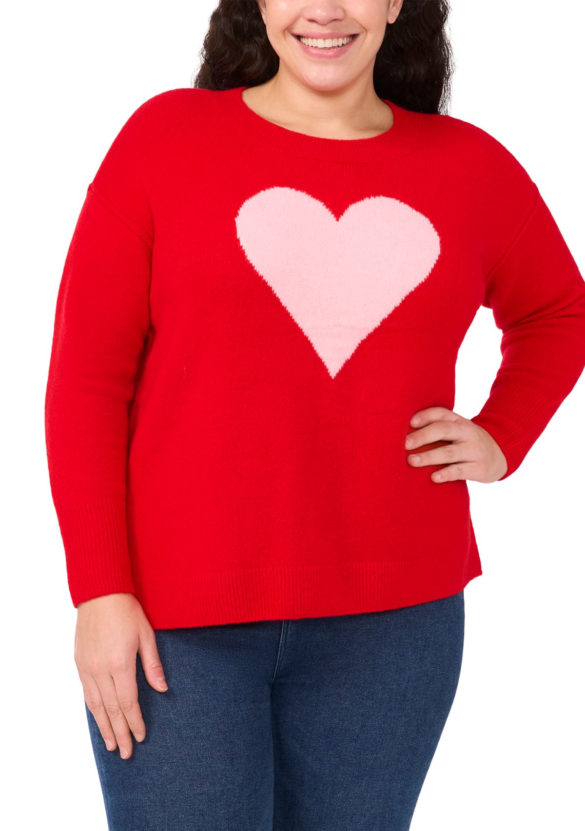 Plus Size Giant Heart Sweater 