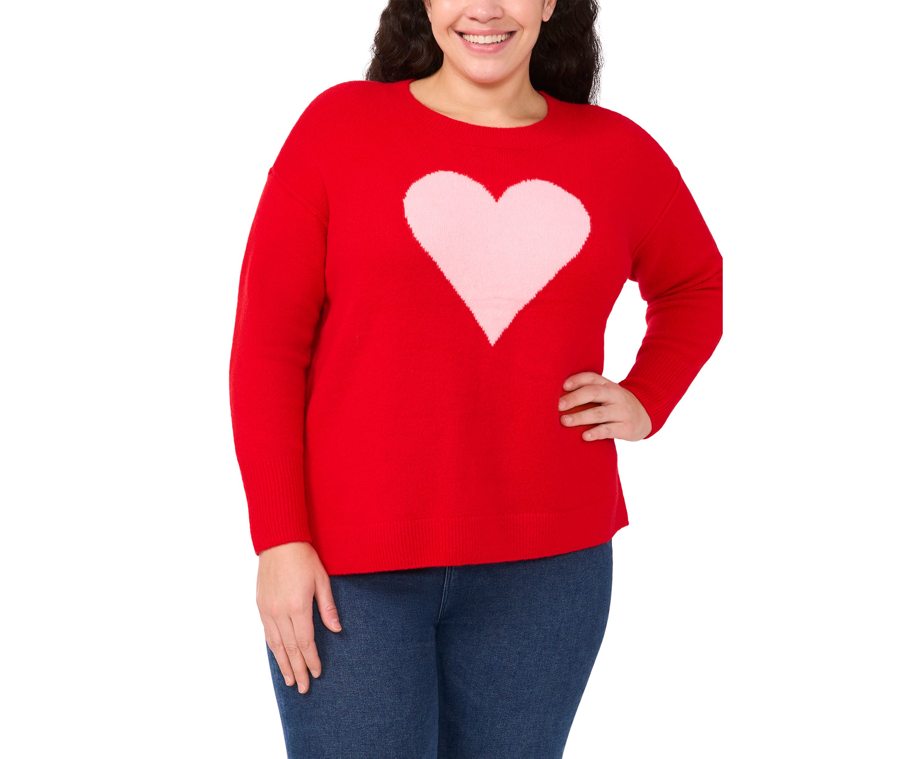 Plus Size Giant Heart Sweater 