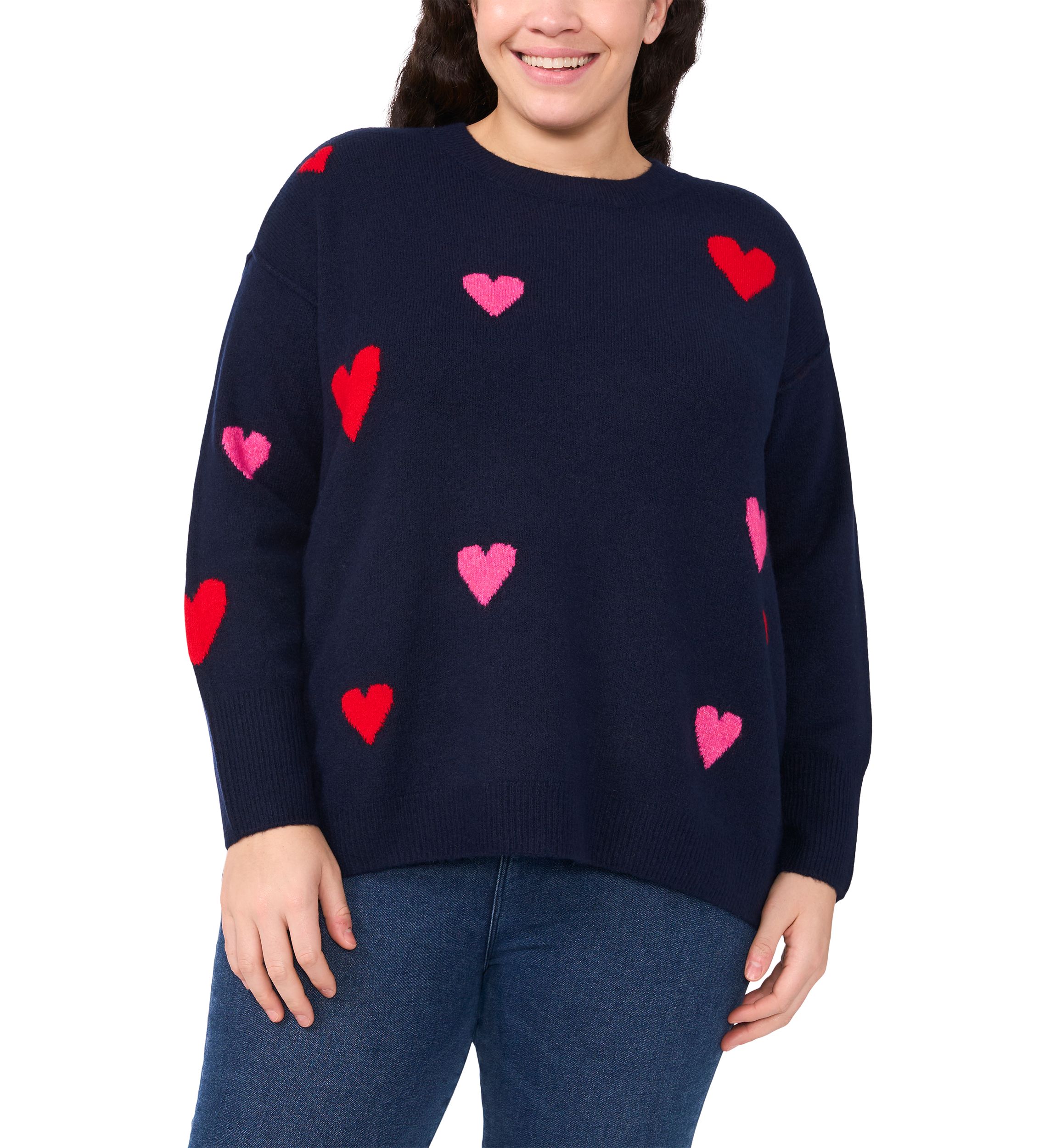 Plus Size All-Over Hearts Sweater 