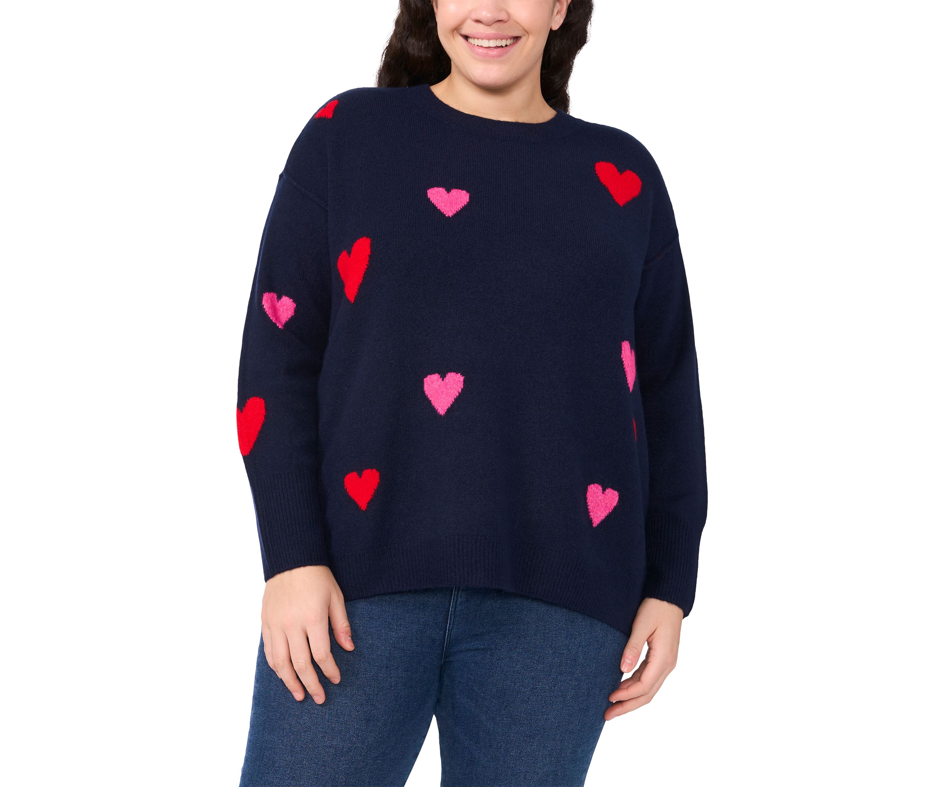 Plus Size All-Over Hearts Sweater 