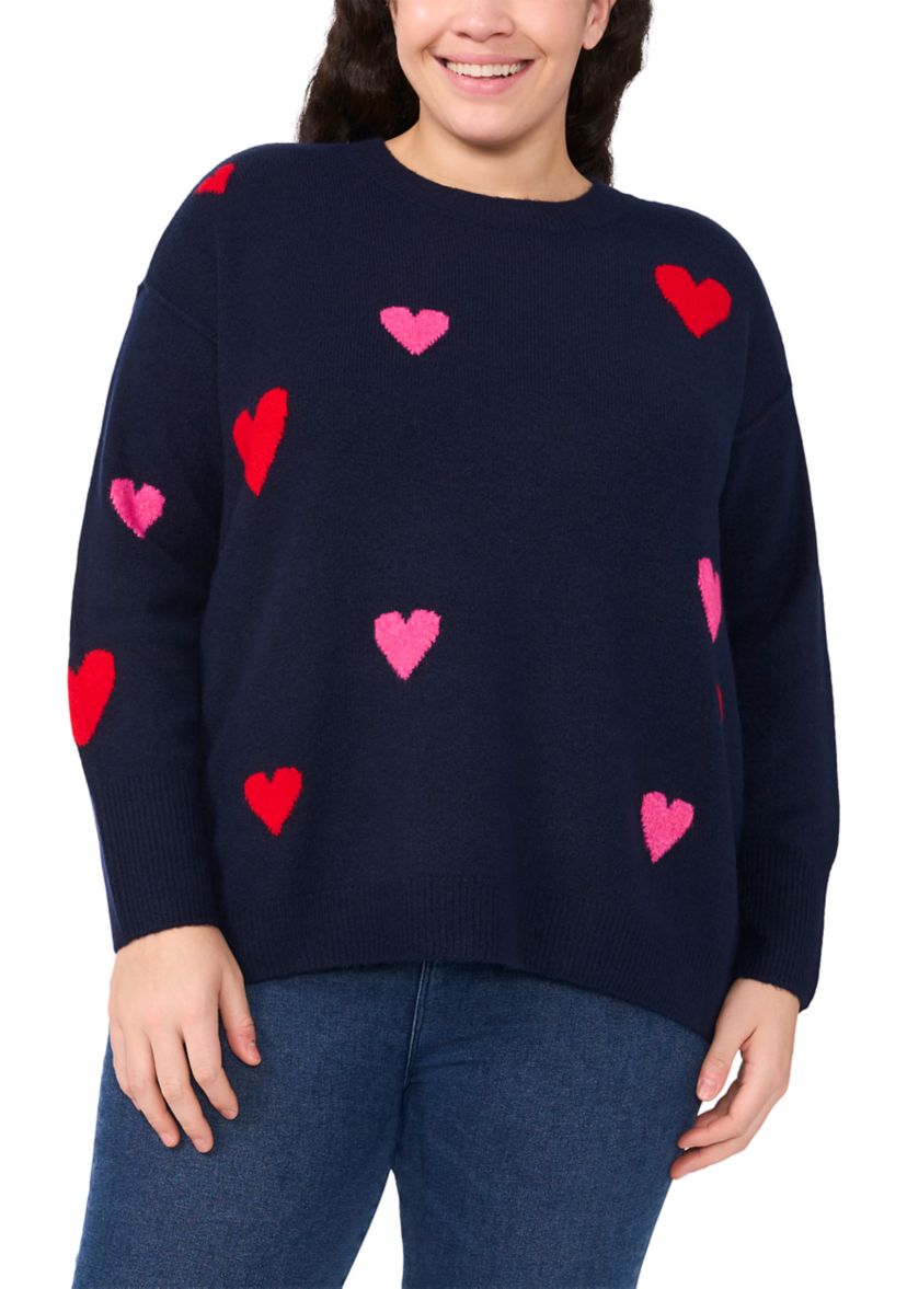 Plus Size All-Over Hearts Sweater 