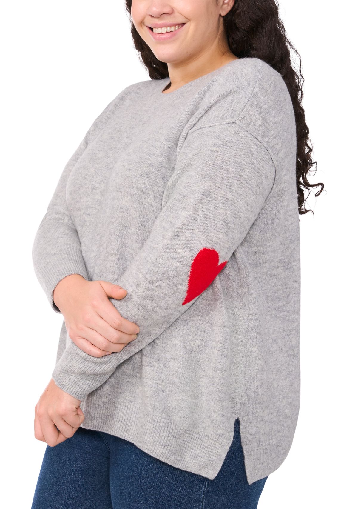 Plus Size Heart Elbow Sweater 