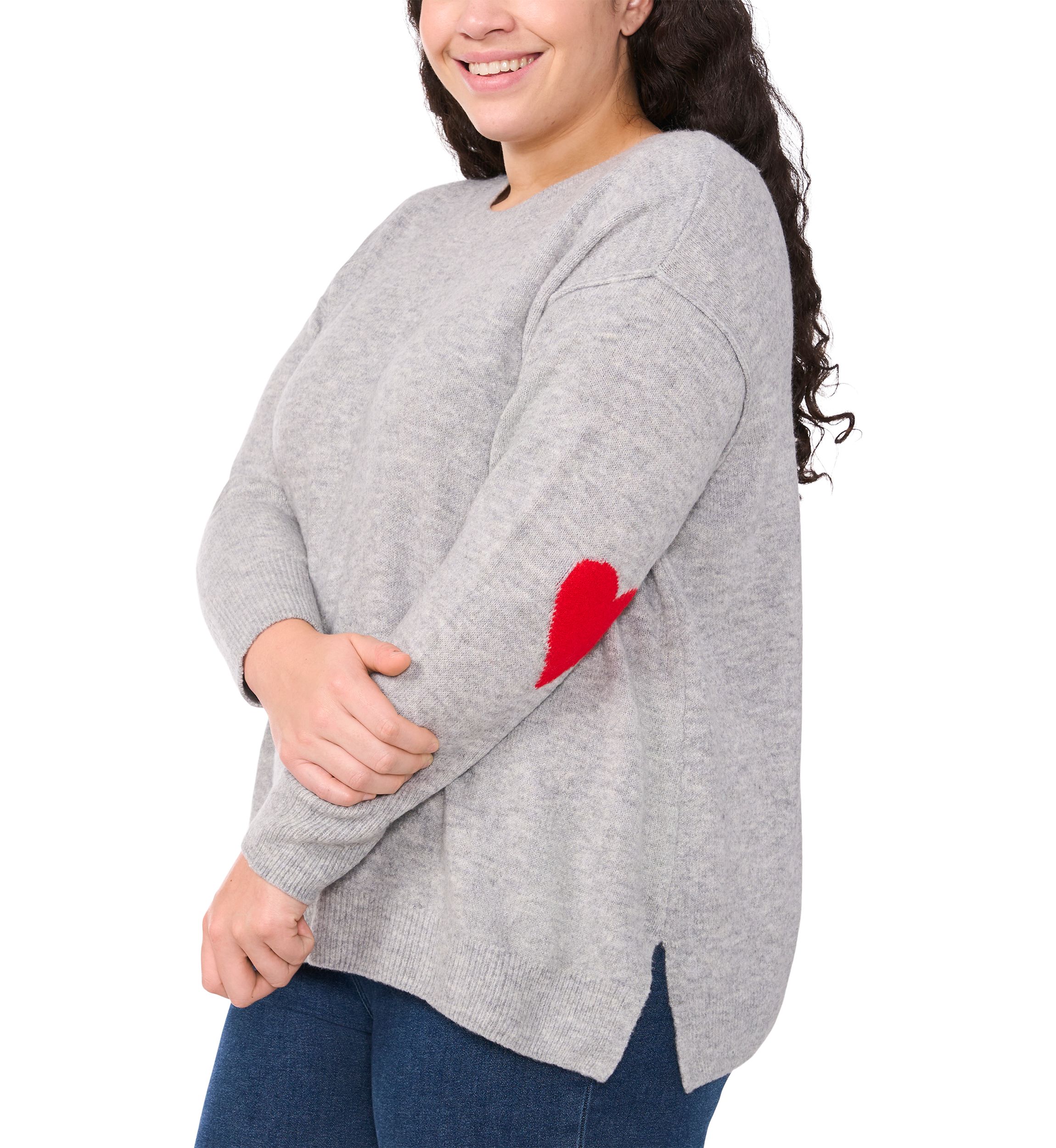 Plus Size Heart Elbow Sweater 