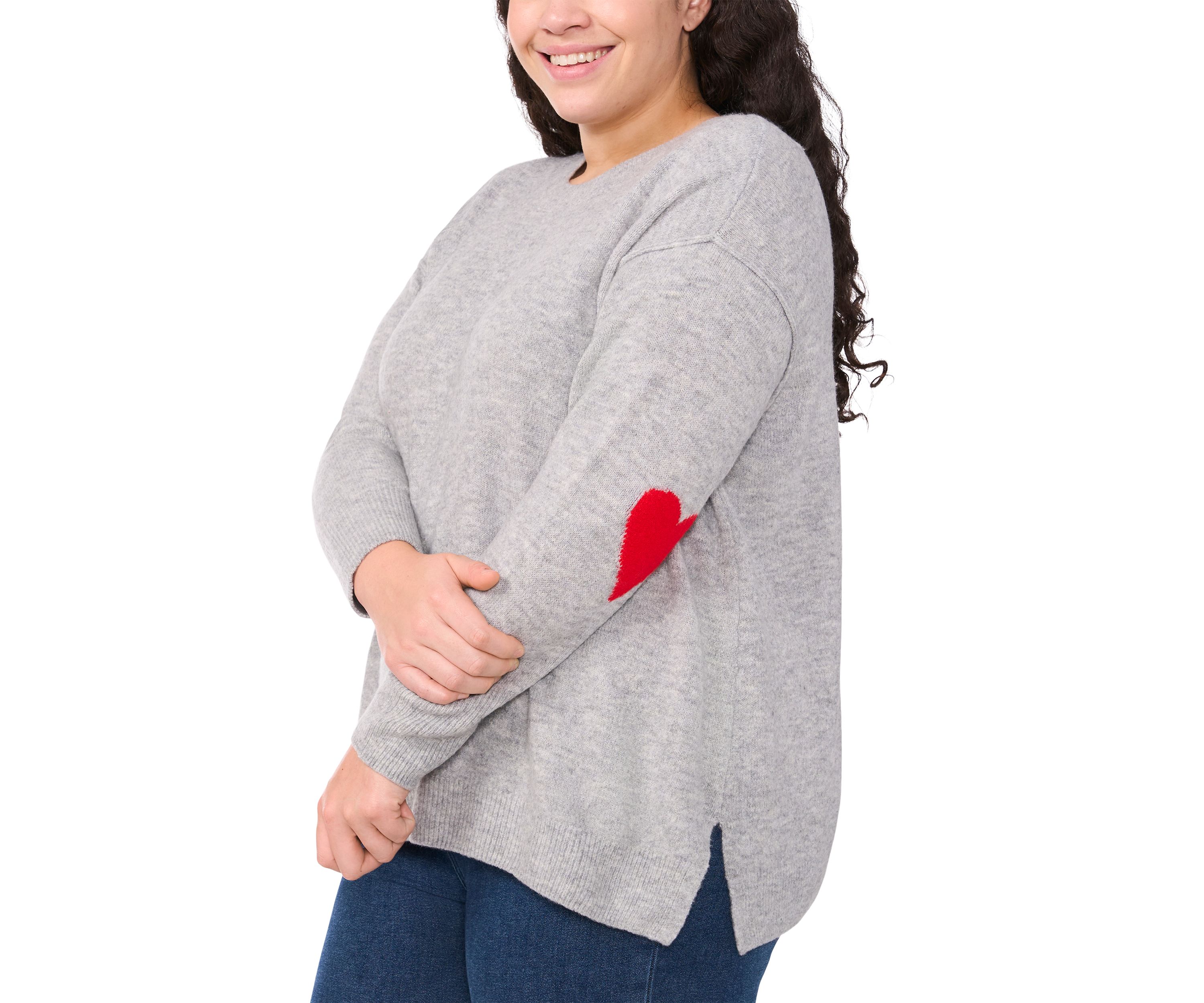 Plus Size Heart Elbow Sweater 