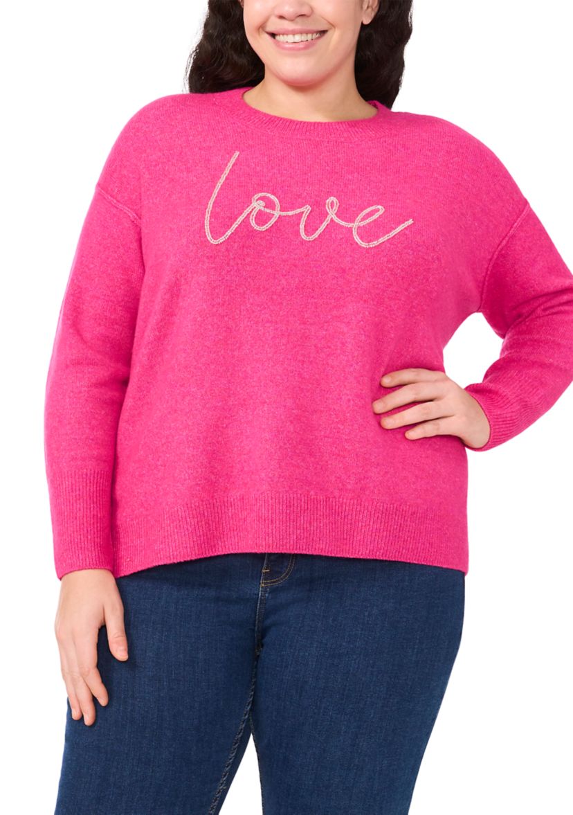 Plus Size Love Beaded Sweater
