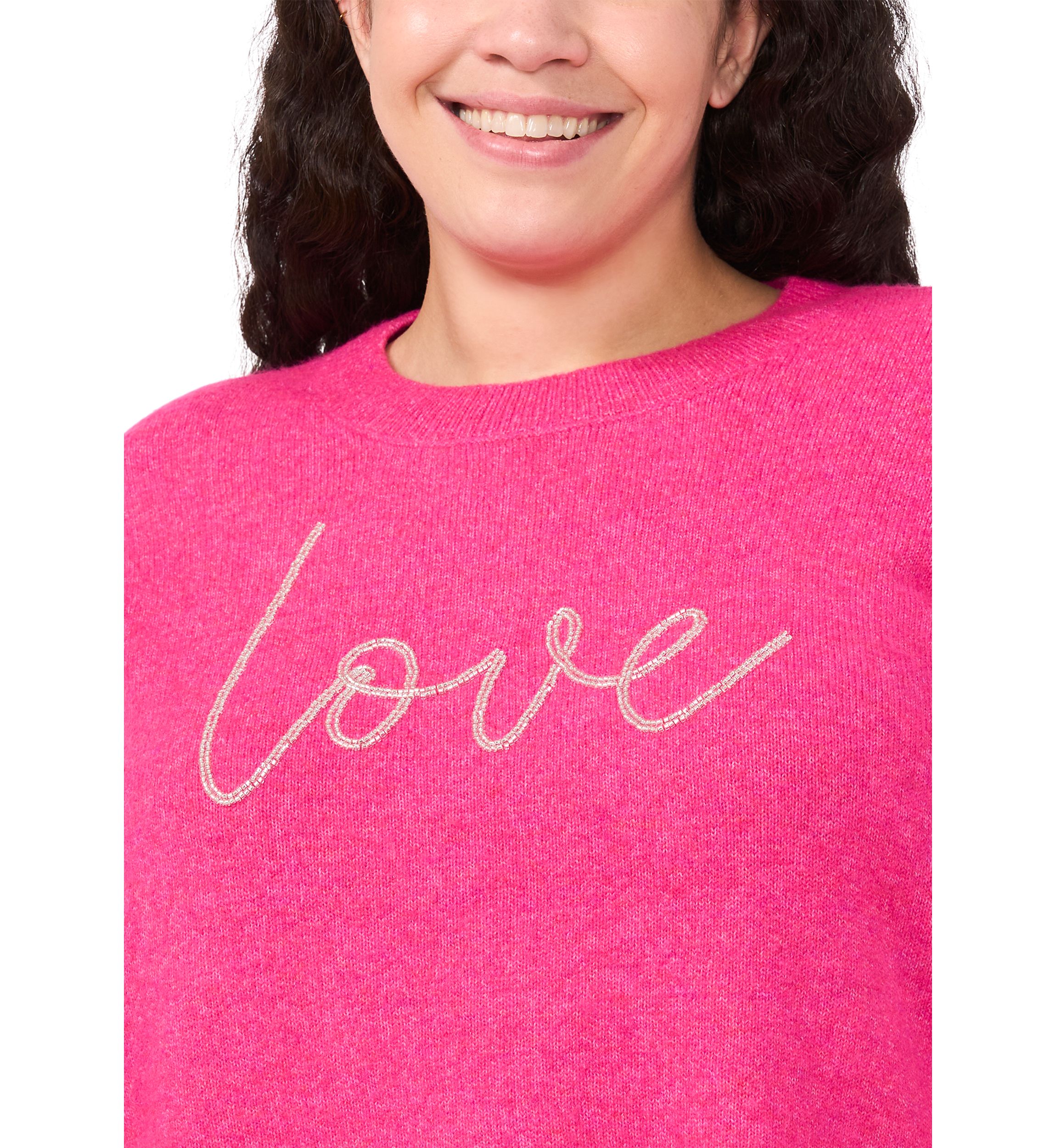 Plus Size Love Beaded Sweater