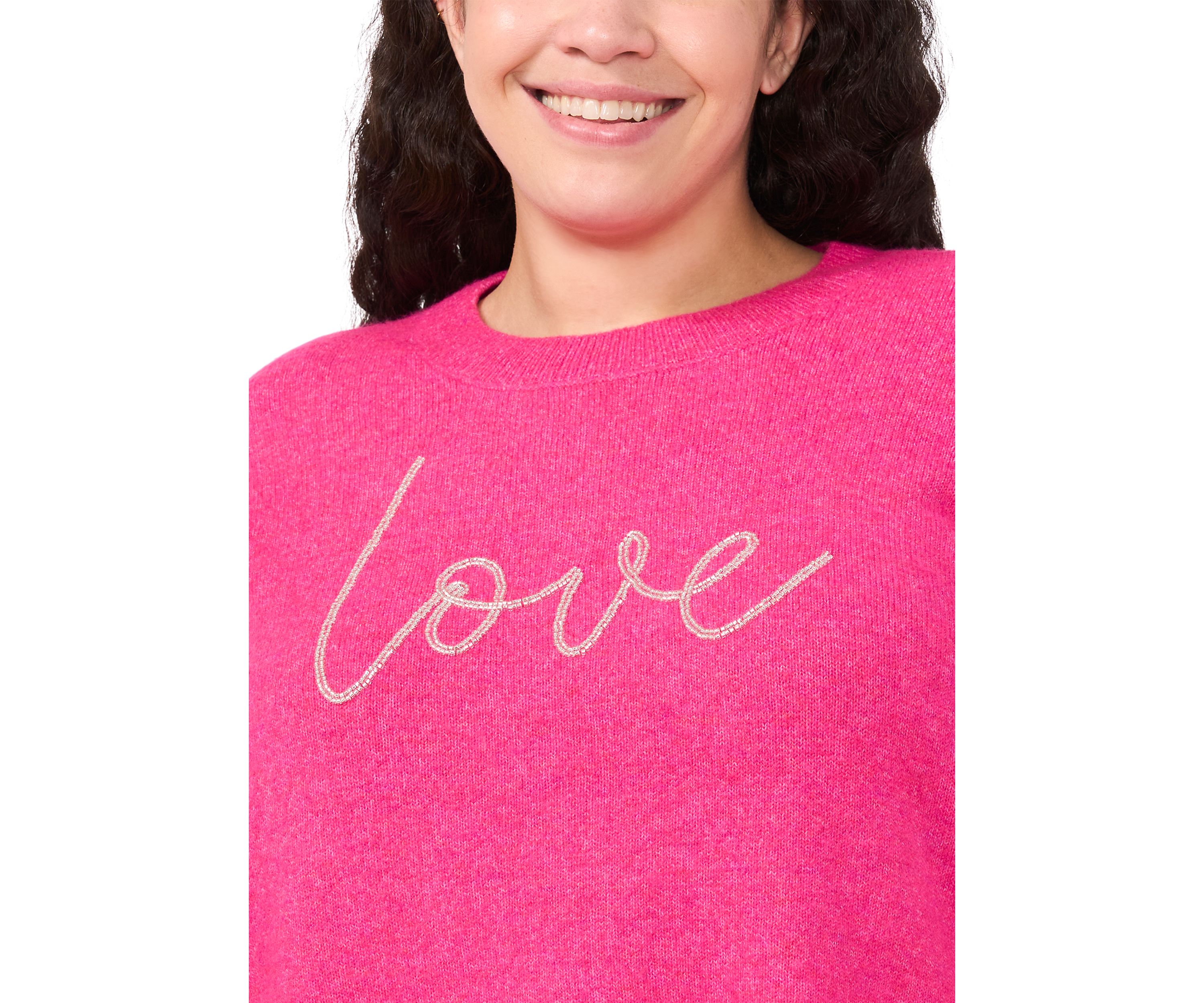 Plus Size Love Beaded Sweater