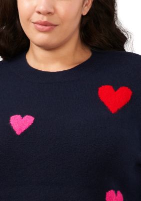 Plus Long Sleeve Valentine's Day Heart Sweater