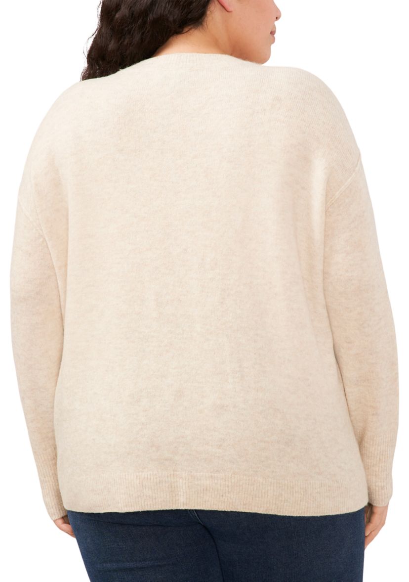 Plus Size Long Sleeve V Day Heart Sweater