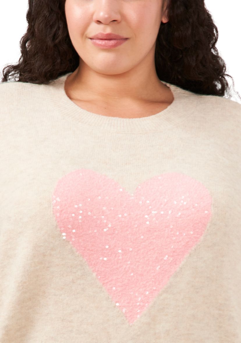 Plus Size Long Sleeve V Day Heart Sweater
