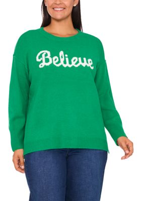 CeCe Women's Plus Size Crew Neck Sweater, 2X