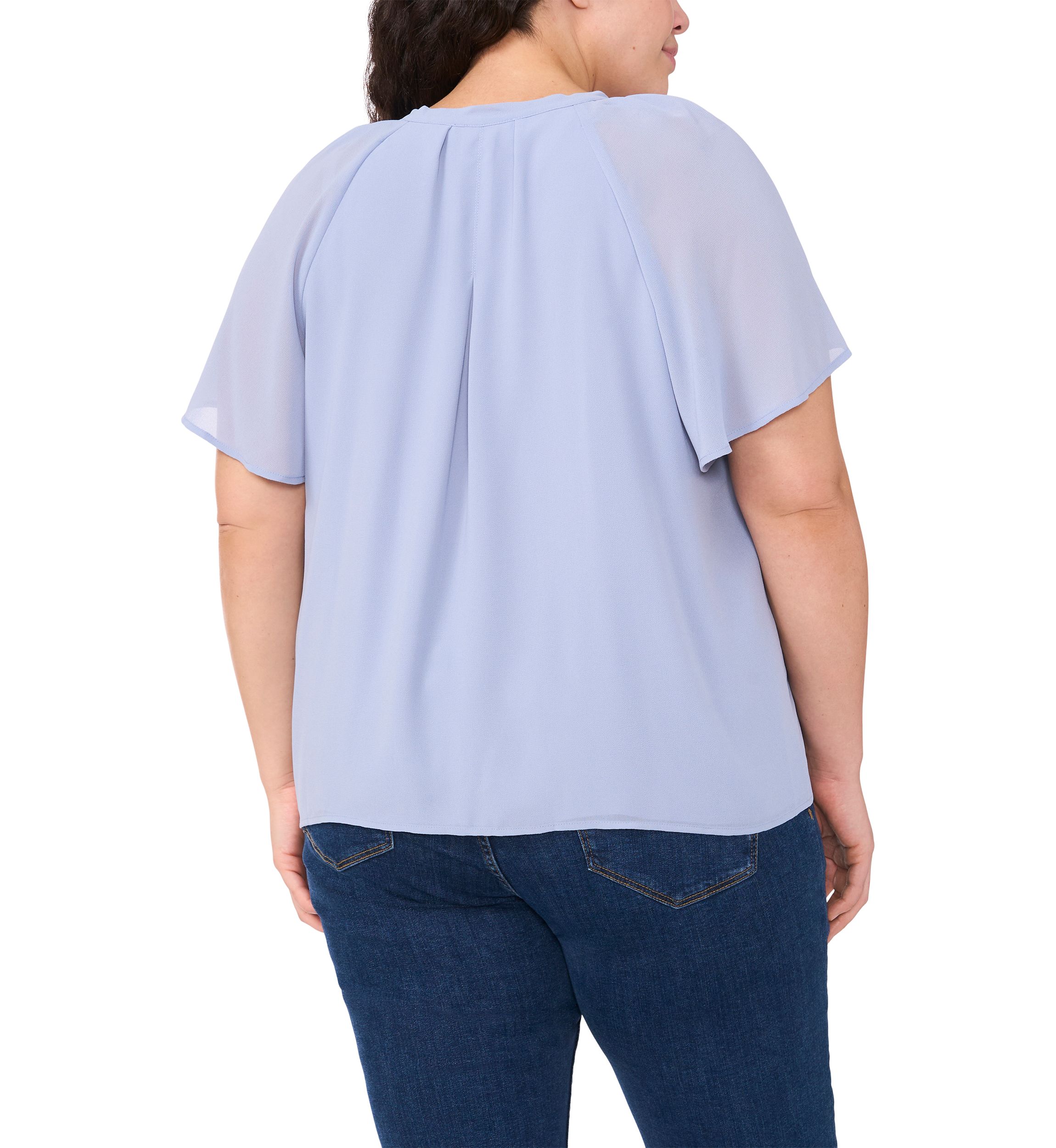 Plus Size Solid Woven Peasant Top
