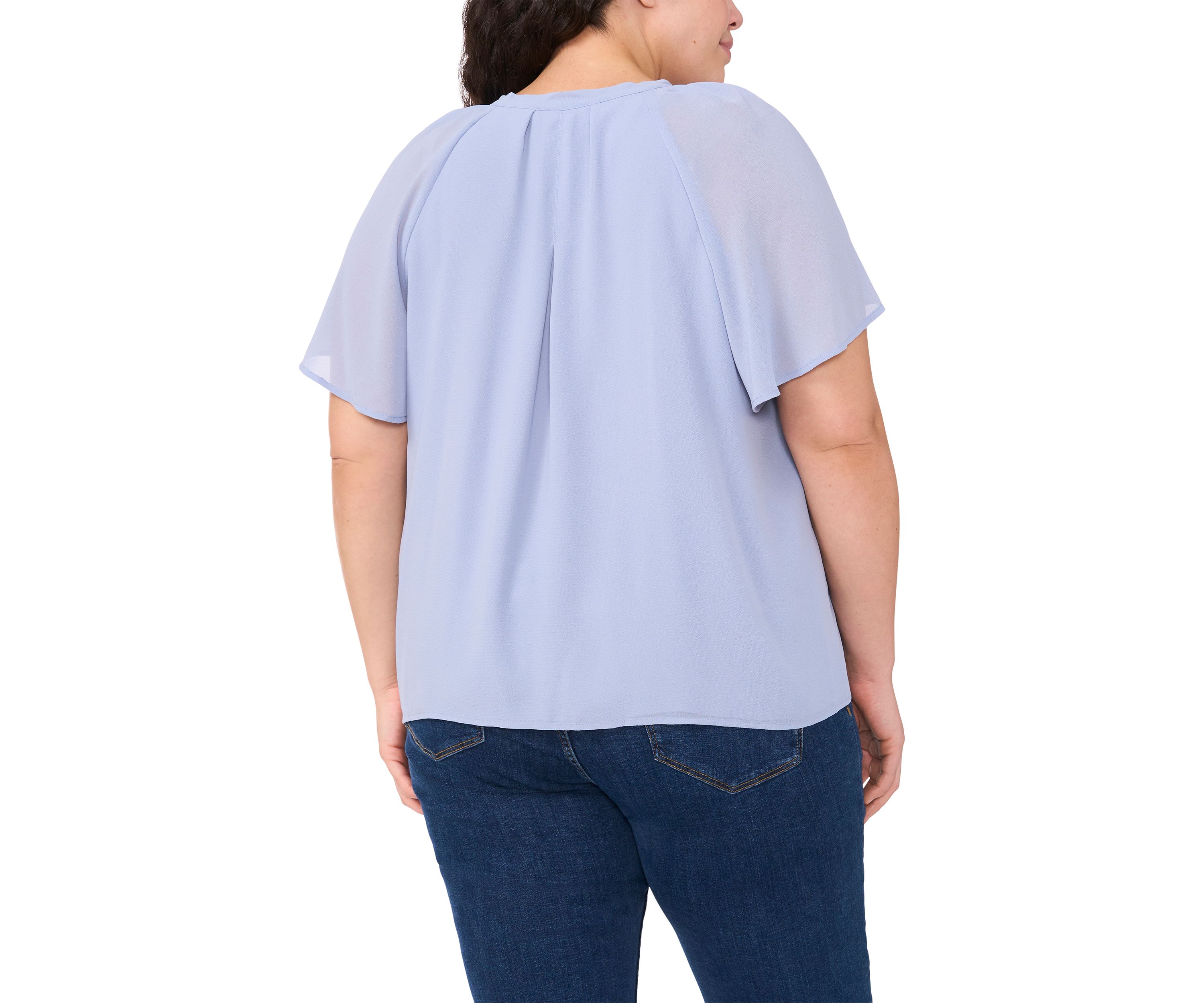 Plus Size Solid Woven Peasant Top